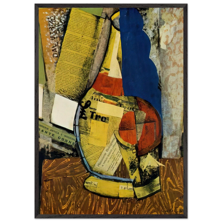 FIASCO E BICCHIERE - Carlo Carra 70x100 cm / 28x40 inches Framed Art Print – Black Wooden Frame