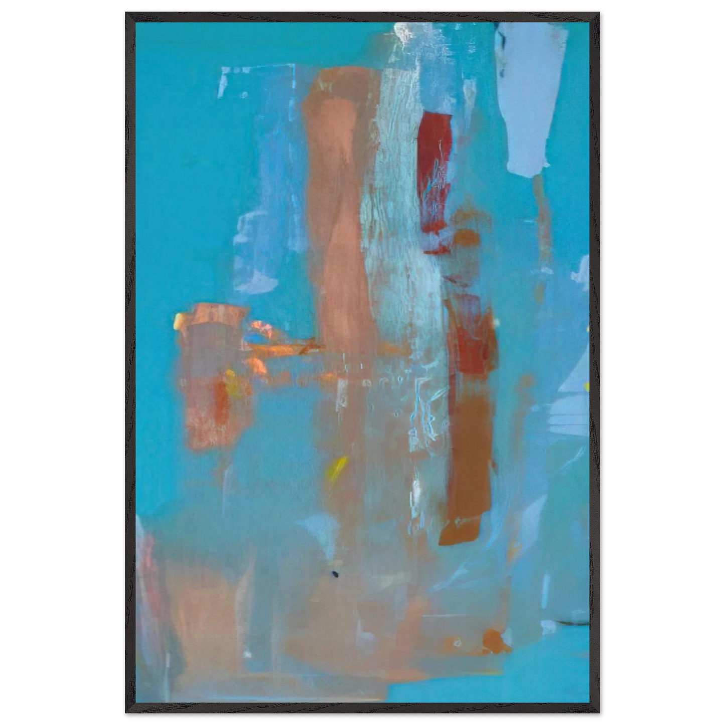 Helen Frankenthaler - In on Blue - 1976 Wall art - 30x30 cm / 12x12 inches - Premium Wooden Framed Poster With Fine Art Paper - Black frame