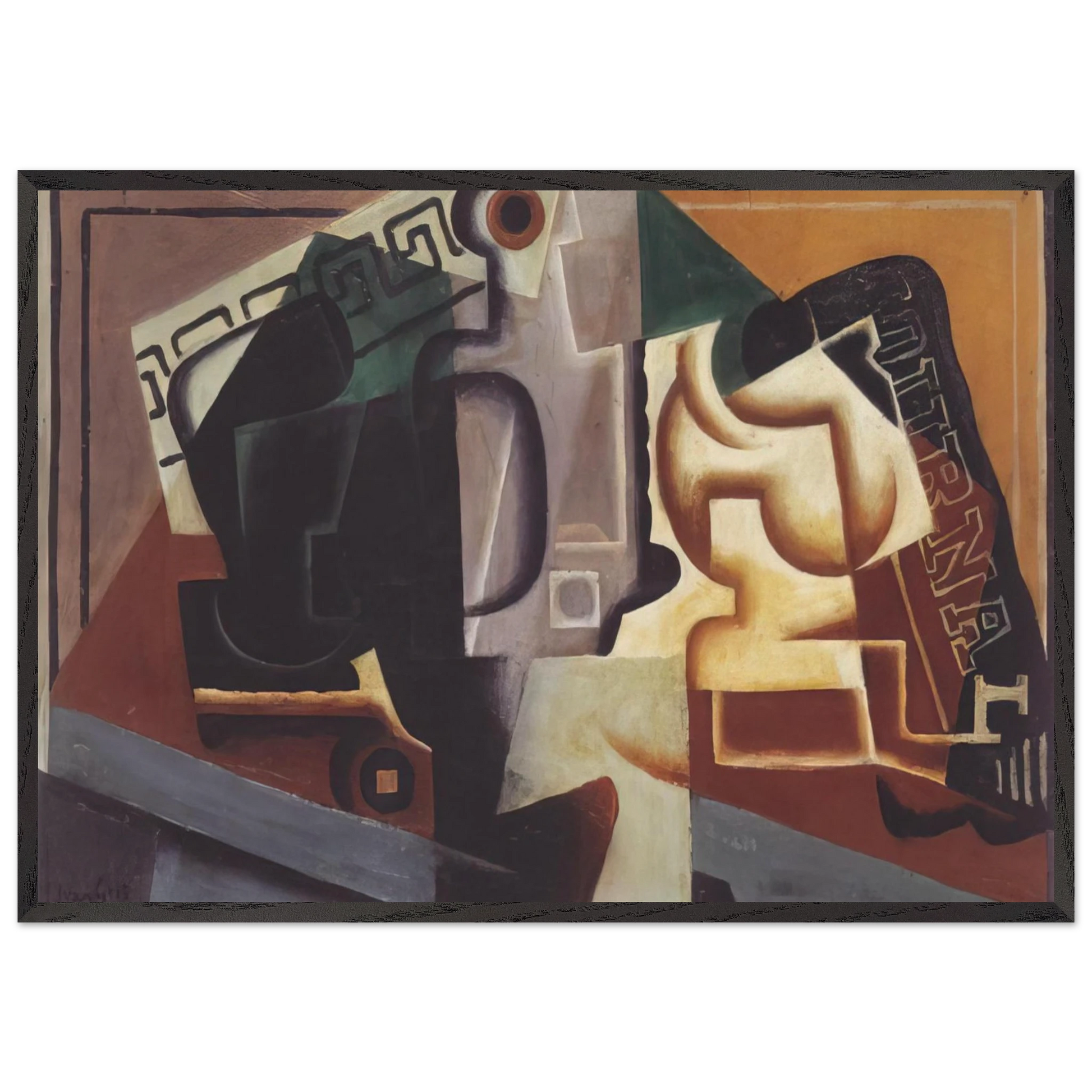 GLASS AND CARAFE 1917 - Juan Gris Framed Art Print – Black Wooden Frame - Default Title - -Framed Art Print