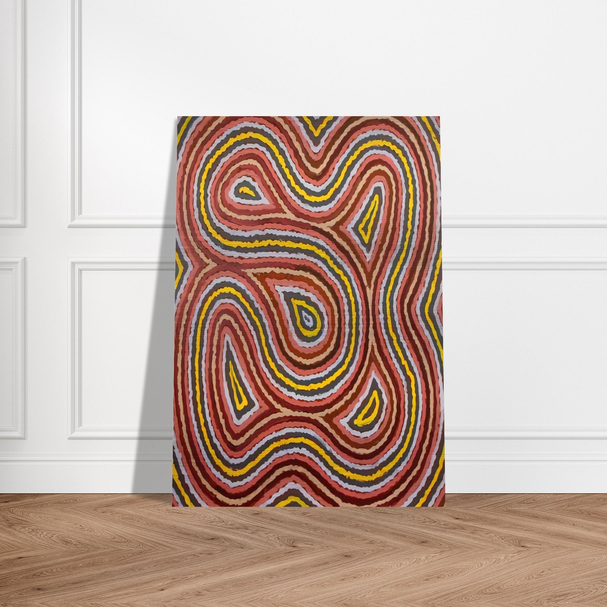 Worm Dreaming - 1998 - Clifford Possum Tjapaltjarri Brushed Aluminum Print - 70x100 cm / 28x40 inches | Clifford Possum Tjapaltjarri Aluminum Print | Clifford Possum Tjapaltjarri Prints
