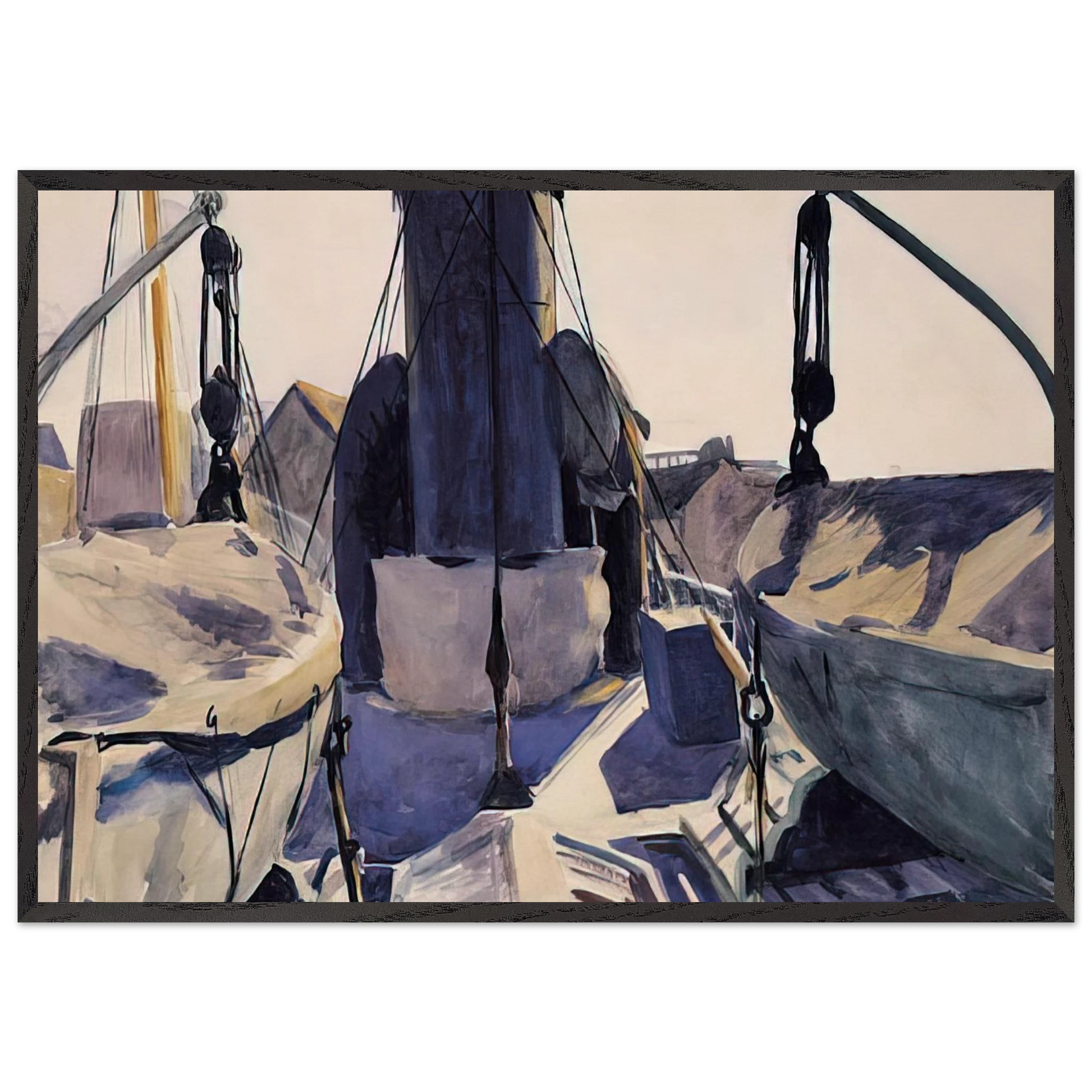 Funnel of Trawler - Edward Hopper Framed Art Print – Black Wooden Frame - Default Title - -Framed Art Print