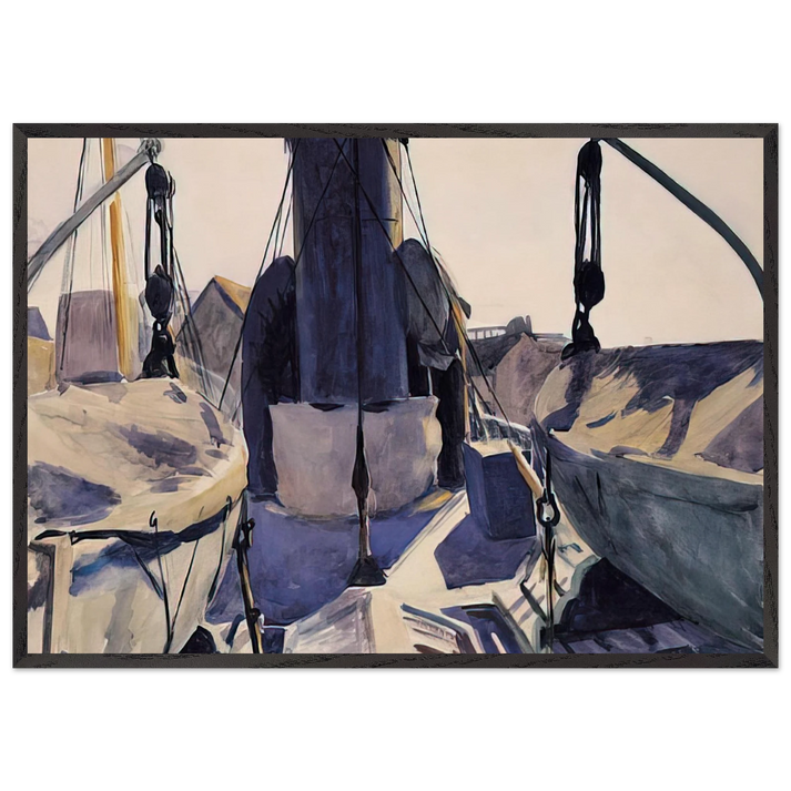 Funnel of Trawler - Edward Hopper 70x100 cm / 28x40 inches Framed Art Print – Black Wooden Frame