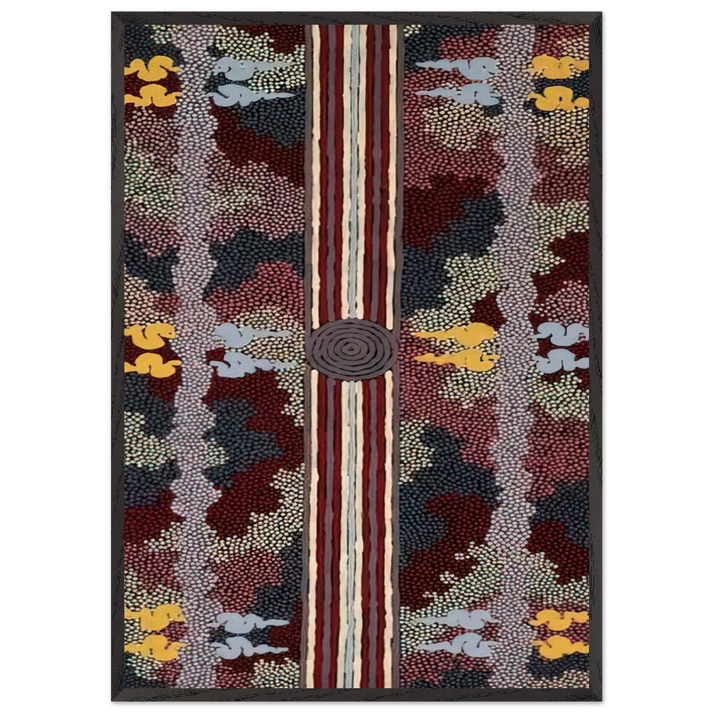 Corkwood Dreaming - 1996 - Clifford Possum Tjapaltjarri 70x100 cm / 28x40 inches Framed Art Print – Black Wooden Frame