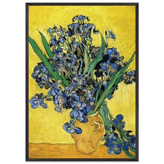Still Life with Irises - Vincent van Gogh 70x100 cm / 28x40 inches Framed Art Print – Black Wooden Frame