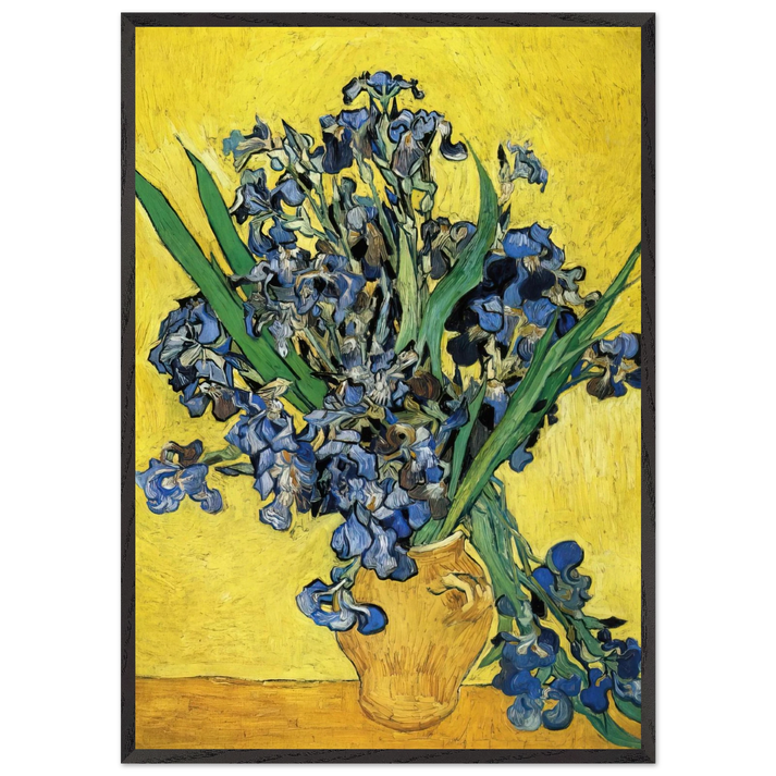 Still Life with Irises - Vincent van Gogh 70x100 cm / 28x40 inches Framed Art Print – Black Wooden Frame