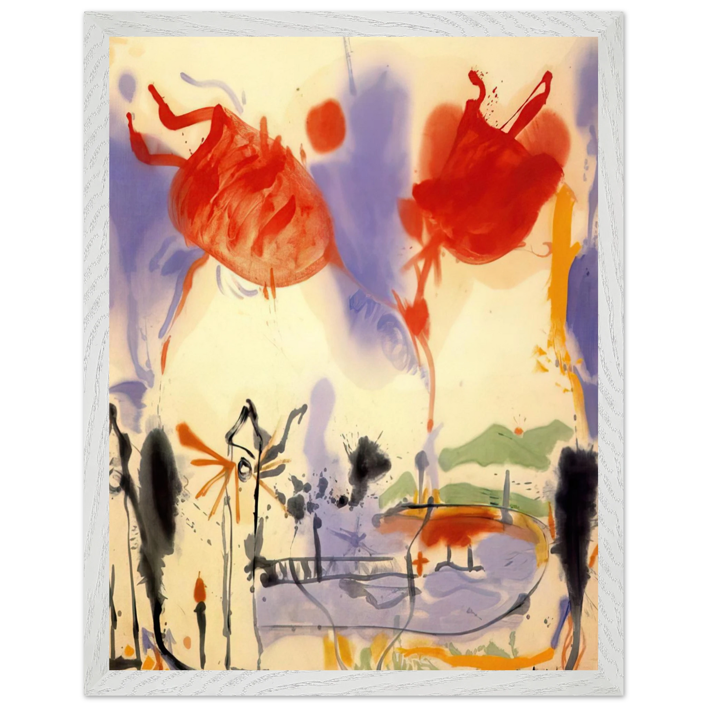 Helen Frankenthaler - Round Trip - 1957 Wall art - A1 (59.4 x 84.1  cm) - Premium Wooden Framed Poster With Fine Art Paper - Black frame