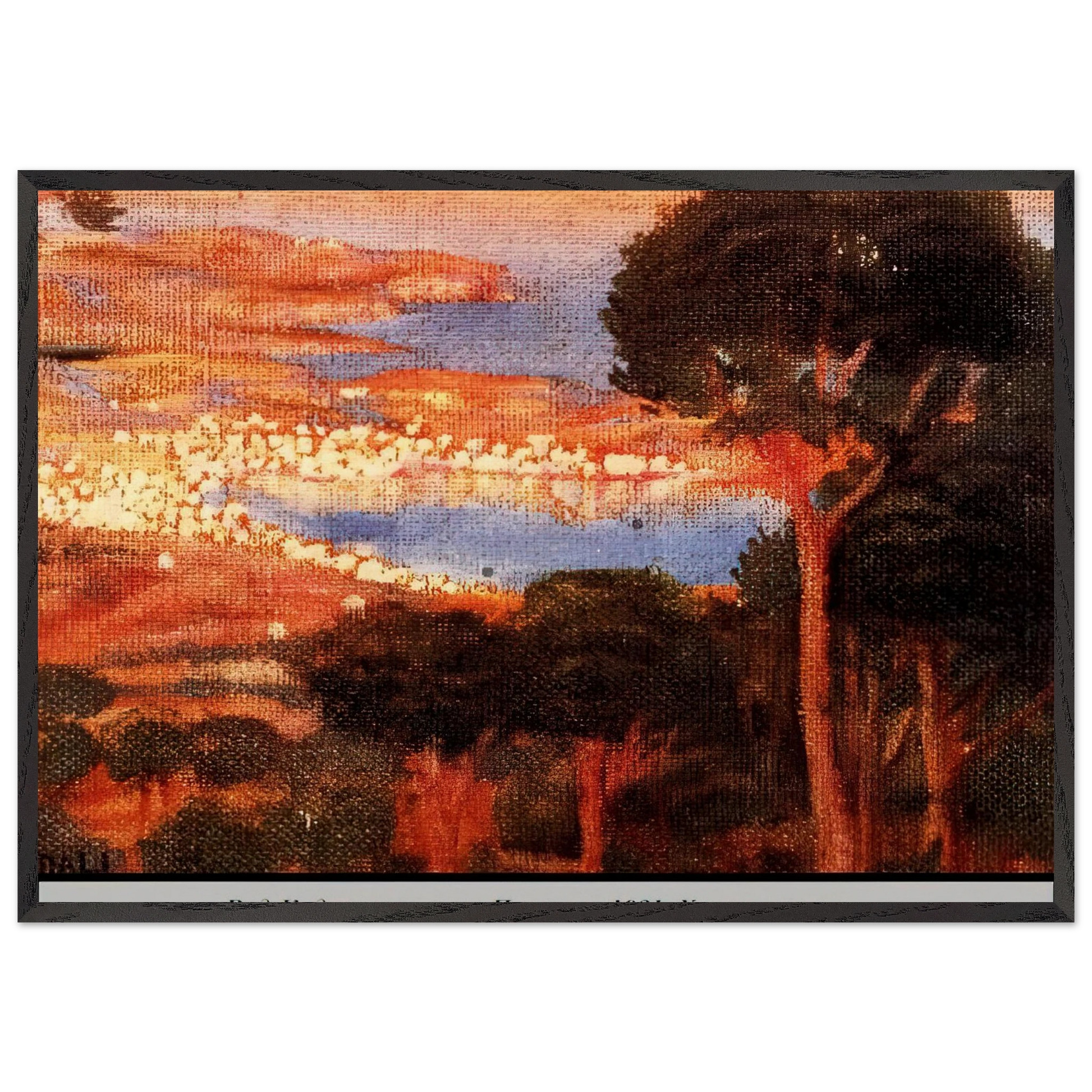 VIEW OF CADAQUC3A9S FROM MOUNT PANI - Salvador Dali Framed Art Print – Black Wooden Frame - Default Title - -Framed Art Print