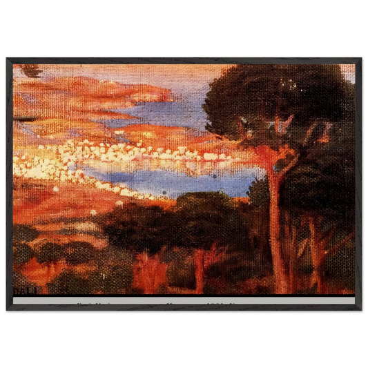 VIEW OF CADAQUC3A9S FROM MOUNT PANI - Salvador Dali Framed Art Print – Black Wooden Frame - Default Title - -Framed Art Print