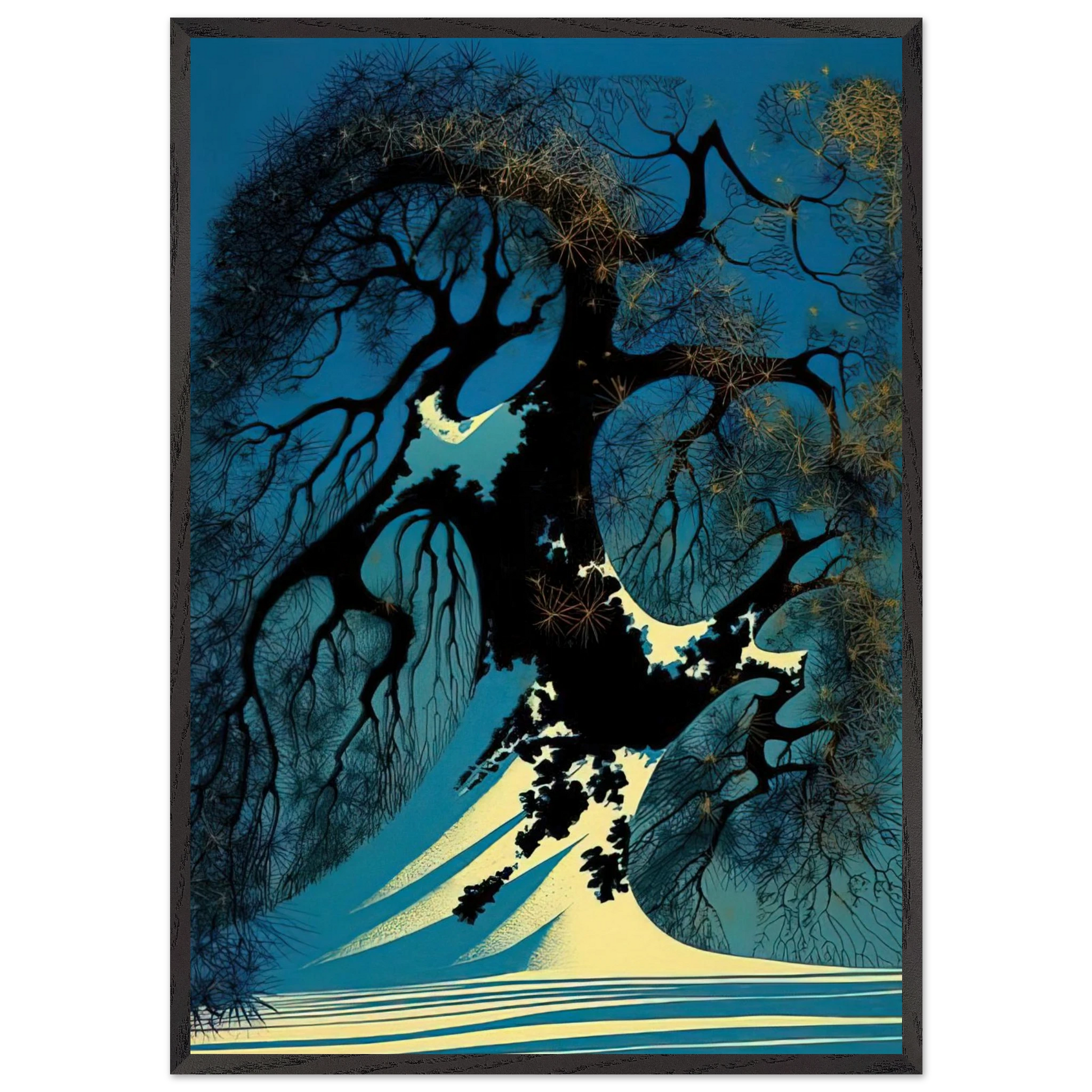 Winter Bonsai - Eyvind Earle Framed Art Print – Black Wooden Frame - Default Title - -Framed Art Print