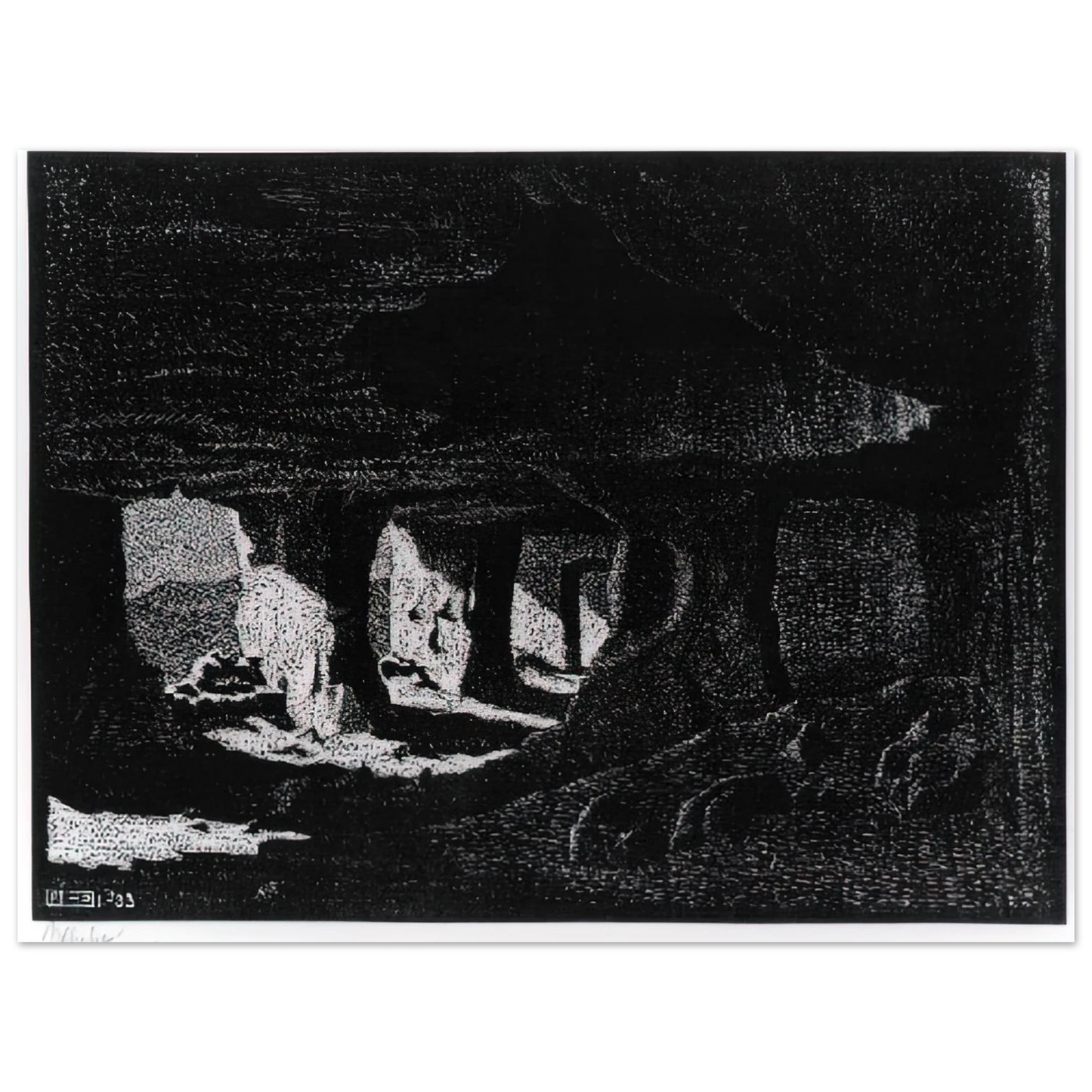 MC Escher - CAVE DWELLINGS NEAR SPERLINGA SICILY Wall Art - 60x80 cm / 24x32 inches - Fine Art Poster - -