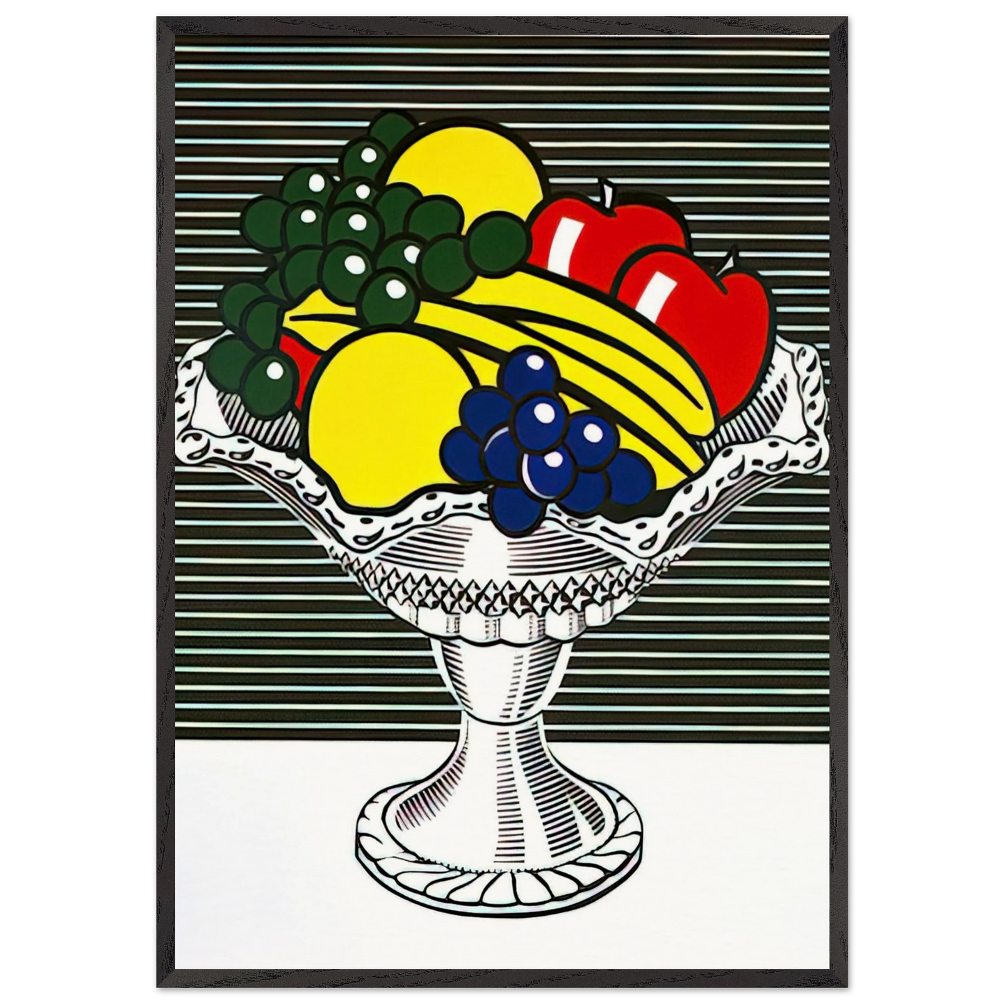 STILL LIFE WITH CRYSTAL BOWL 1973 - Roy Lichtenstein Framed Art Print – Black Wooden Frame - Default Title - -Framed Art Print