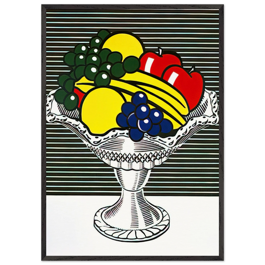 STILL LIFE WITH CRYSTAL BOWL 1973 - Roy Lichtenstein Framed Art Print – Black Wooden Frame - Default Title - -Framed Art Print