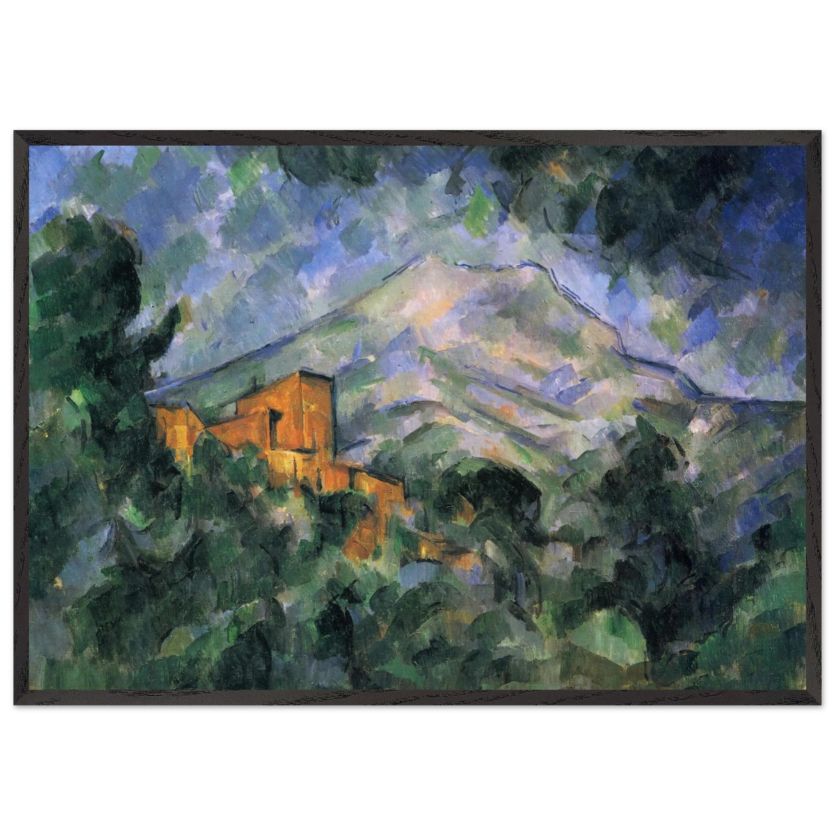 Montagne Sainte-Victoire and the Black Chateau - Paul Cezanne 70x100 cm / 28x40 inches Framed Art Print – Black Wooden Frame