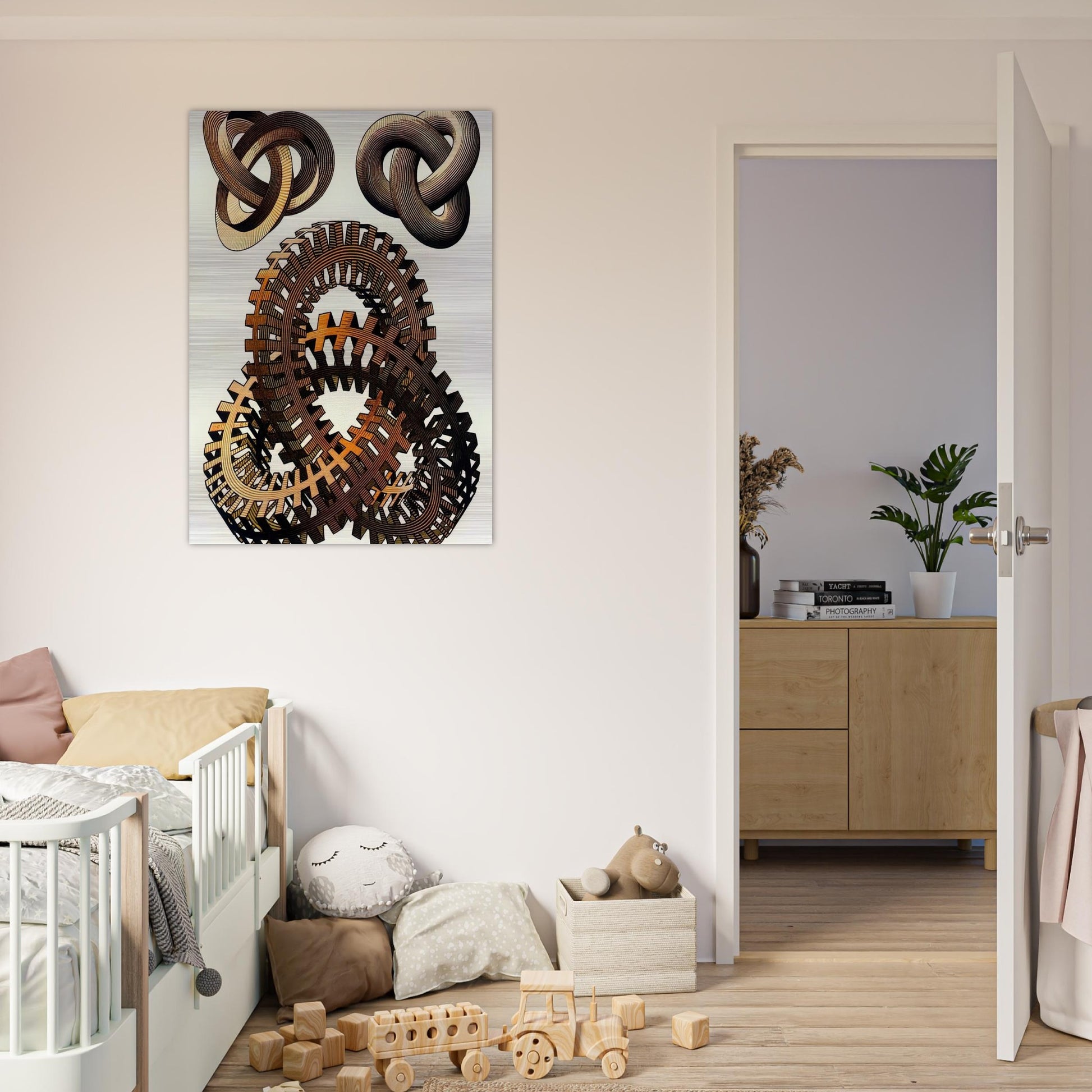 KNOTS COLOUR - MC Escher Brushed Aluminum Print - 70x100 cm / 28x40 inches | MC Escher Aluminum Print | MC Escher Prints