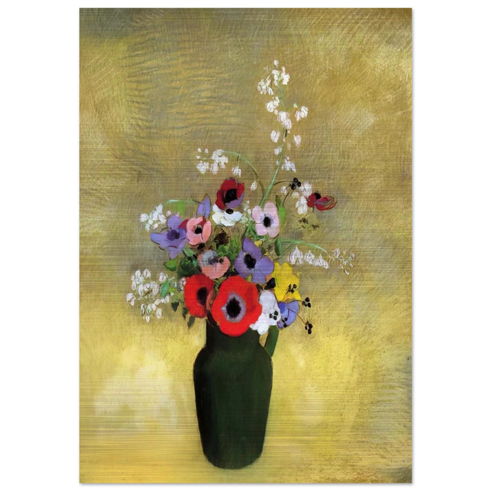FLOWERS IN A GREEN PITCHER - Odilon Redon Brushed Aluminum Print - 70x100 cm / 28x40 inches | Odilon Redon Aluminum Print | Odilon Redon Prints