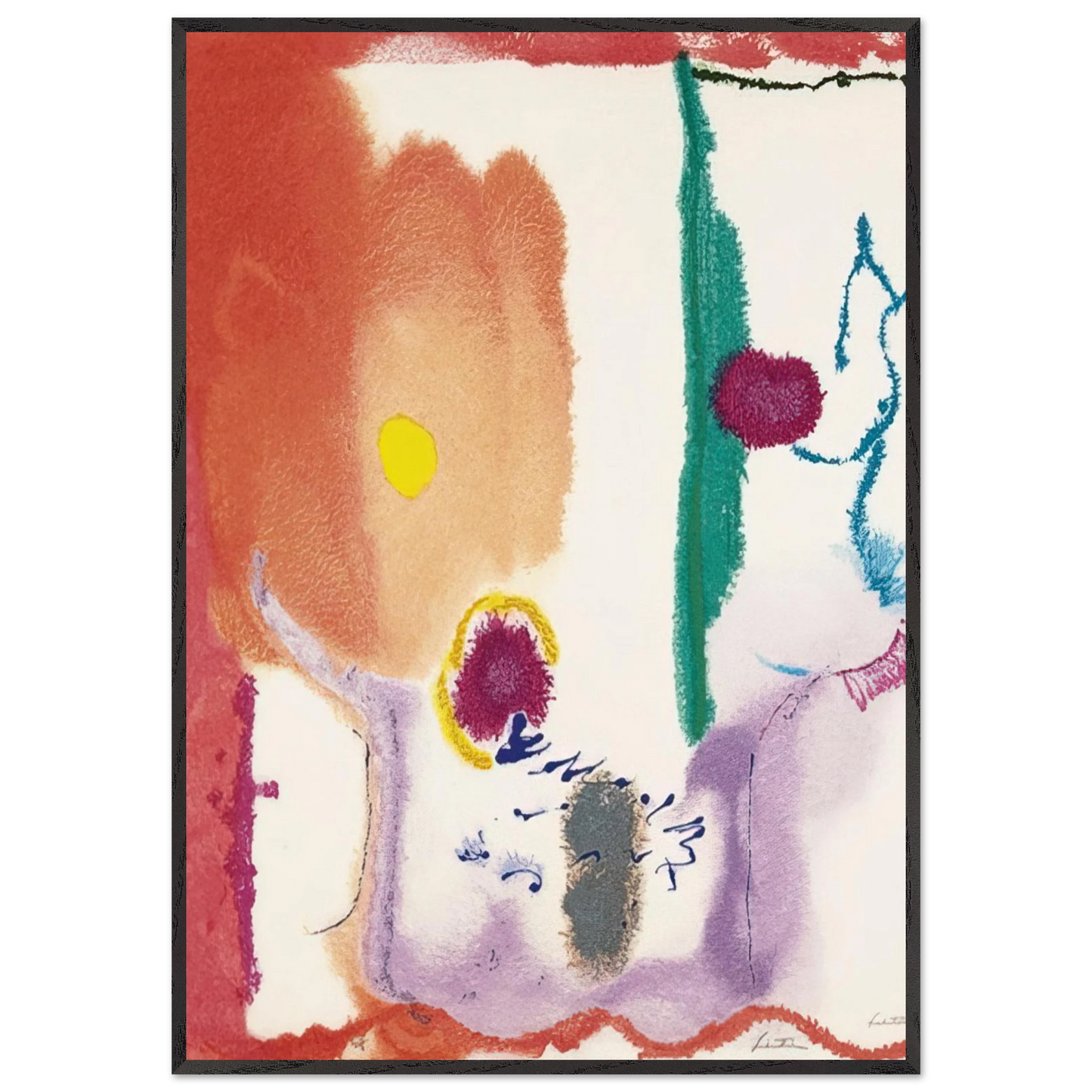 Helen Frankenthaler - Beginnings - 2002 Wall art - 70x100 cm / 28x40 inches - Premium Wooden Framed Poster With Fine Art Paper - White frame