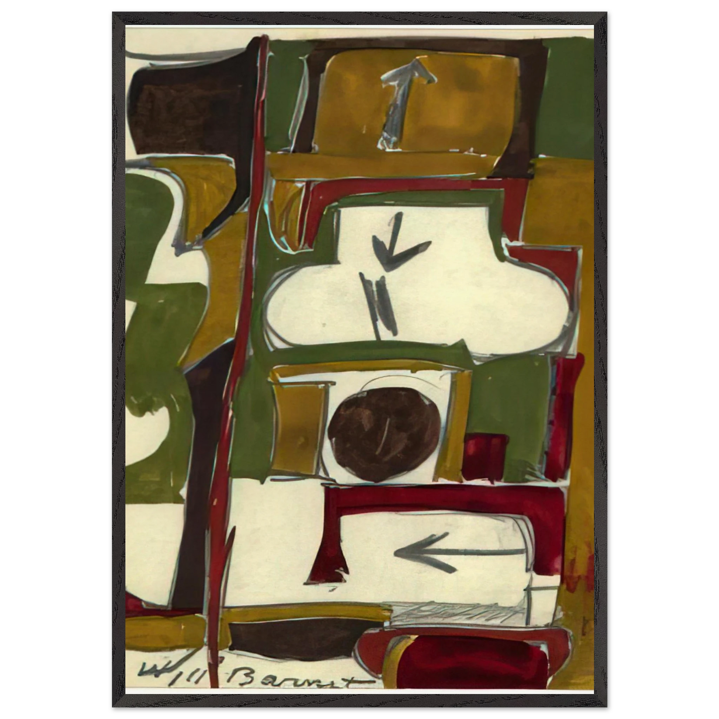 Untitled - 1956 N4 - Will Barnet Framed Art Print – Black Wooden Frame - Default Title - -Framed Art Print