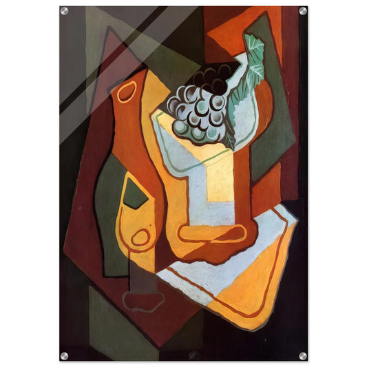 BOTTLE WINE GLASS AND FRUIT BOWL - Juan Gris Acrylic Print - 70x100 cm / 28x40″ inches