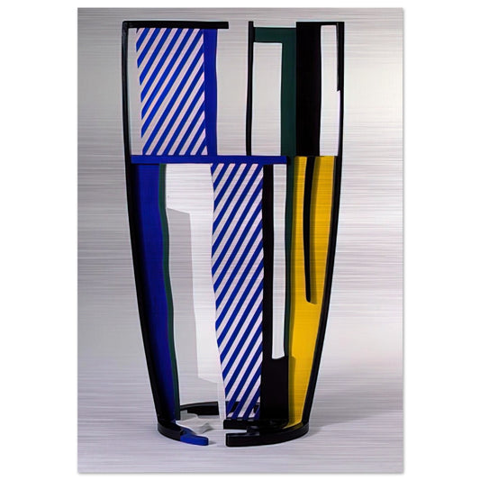 GLASS IV 1977 - Roy Lichtenstein Brushed Aluminum Print - 70x100 cm / 28x40 inches | Roy Lichtenstein Aluminum Print | Roy Lichtenstein Prints
