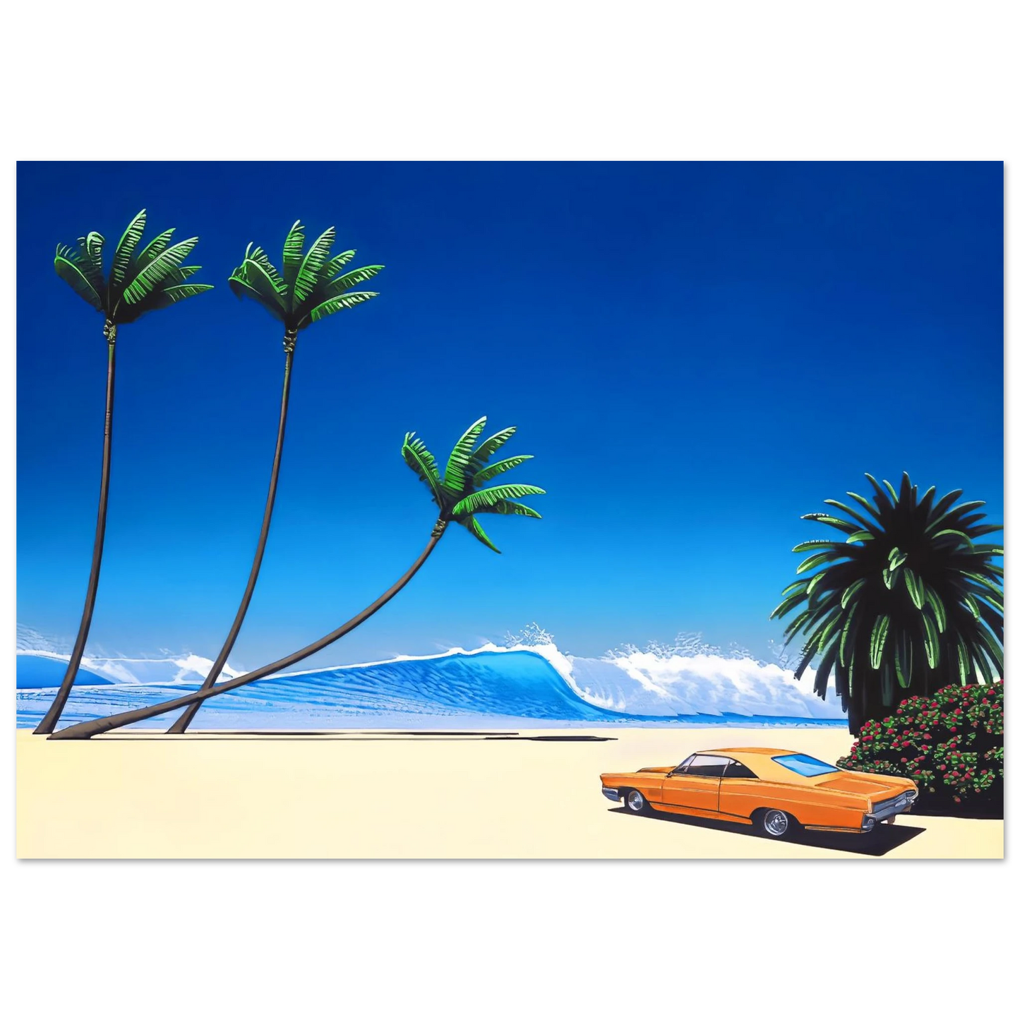 Hiroshi Nagai - Impender Beach Wall Art - 30x40 cm / 12x16 inches - Premium Wooden Framed Poster With Fine Art Paper - Black frame
