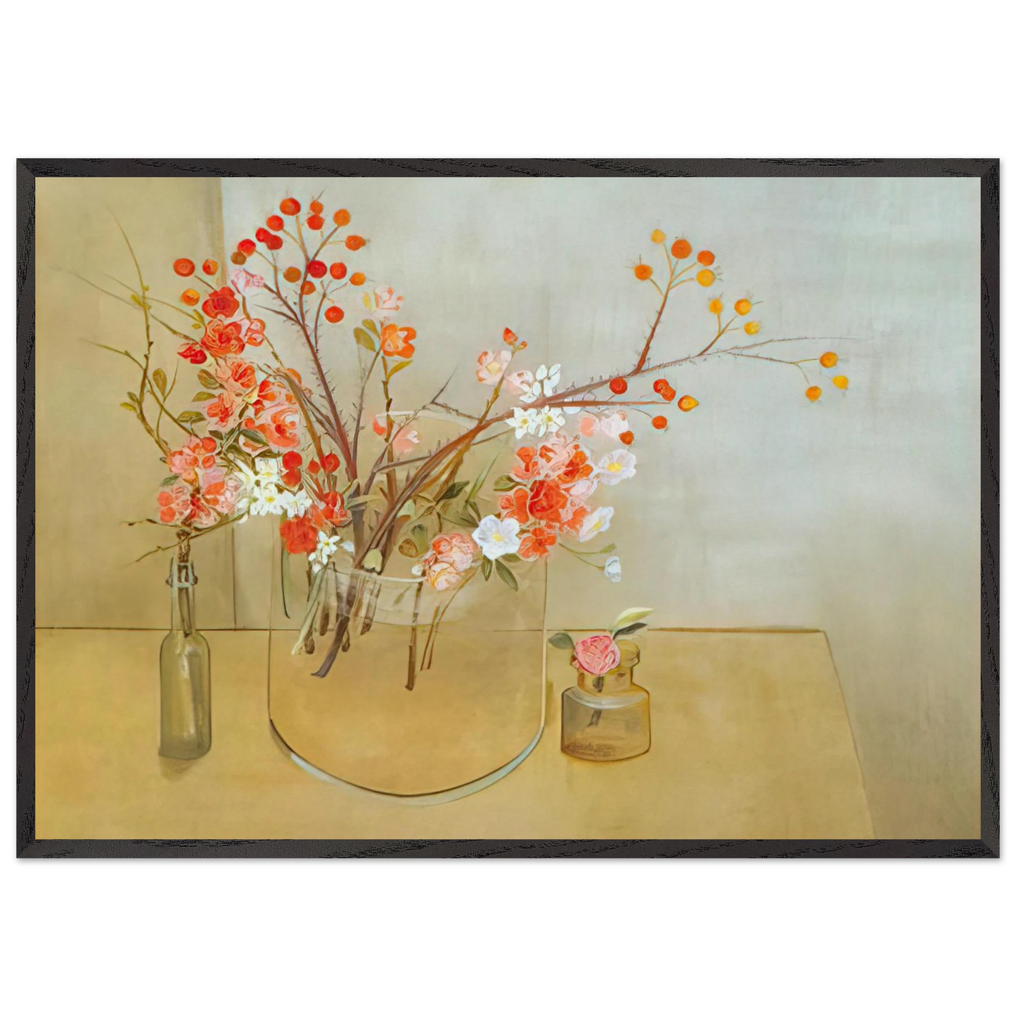 Winter Bouquet flowering quince rosehaws narcissus winter rose and camellia - 1977 - Morris Graves Framed Art Print – Black Wooden Frame - Default Title - -Framed Art Print