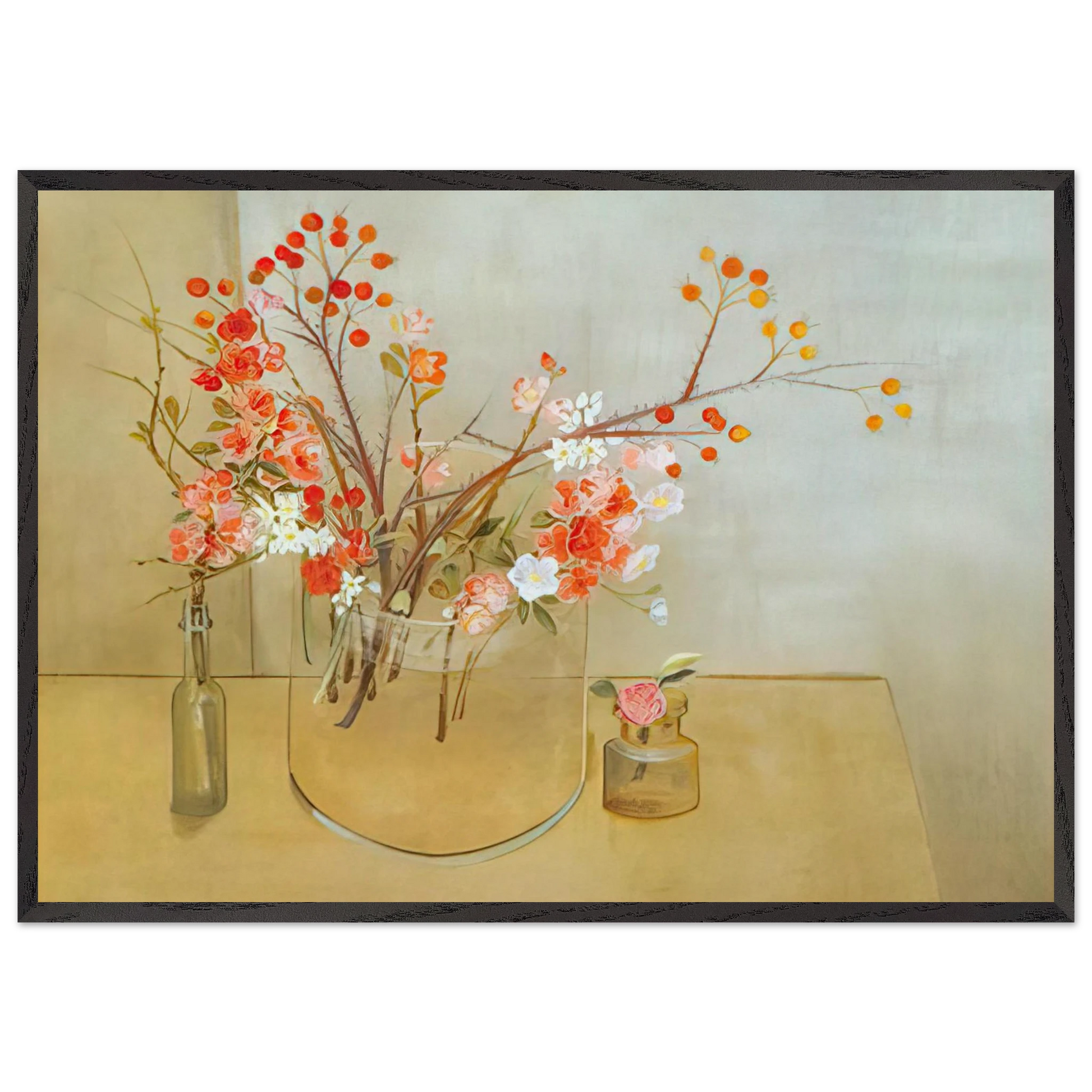 Winter Bouquet flowering quince rosehaws narcissus winter rose and camellia - 1977 - Morris Graves Framed Art Print – Black Wooden Frame - Default Title - -Framed Art Print