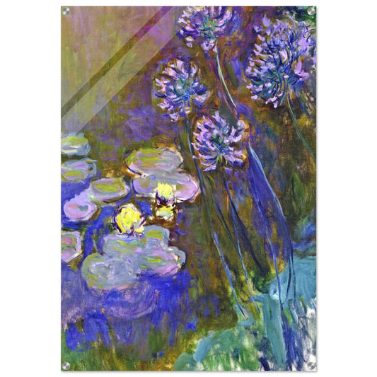 Water Lilies and Agapanthus - claude monet Acrylic Print - 70x100 cm / 28x40″ inches | claude monet Wall Art | claude monet Prints
