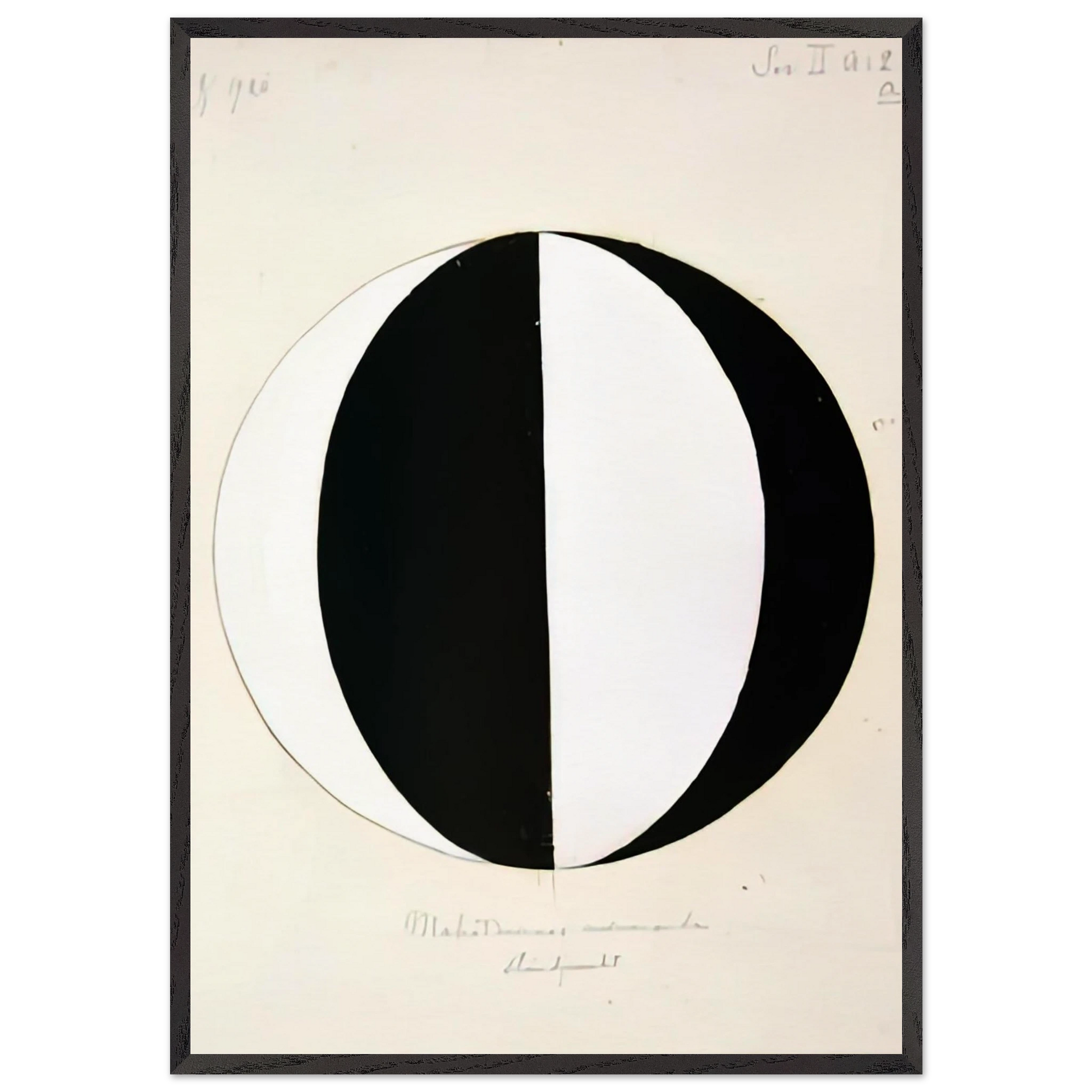 THE MAHATMAS PRESENT STANDING POINT SERIES II NO 2A 1920 - Hilma af Klint Framed Art Print – Black Wooden Frame - Default Title - -Framed Art Print