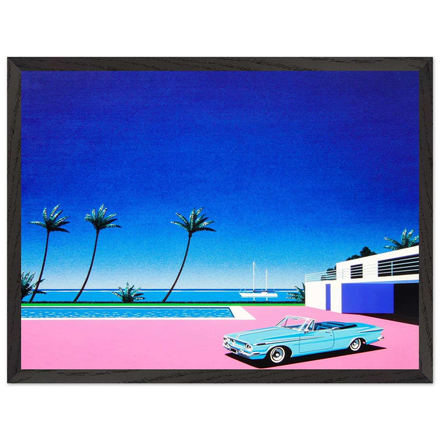 Hiroshi Nagai - Pink Driveway Wall Art - 60x80 cm / 24x32 inches - Fine Art Poster - -