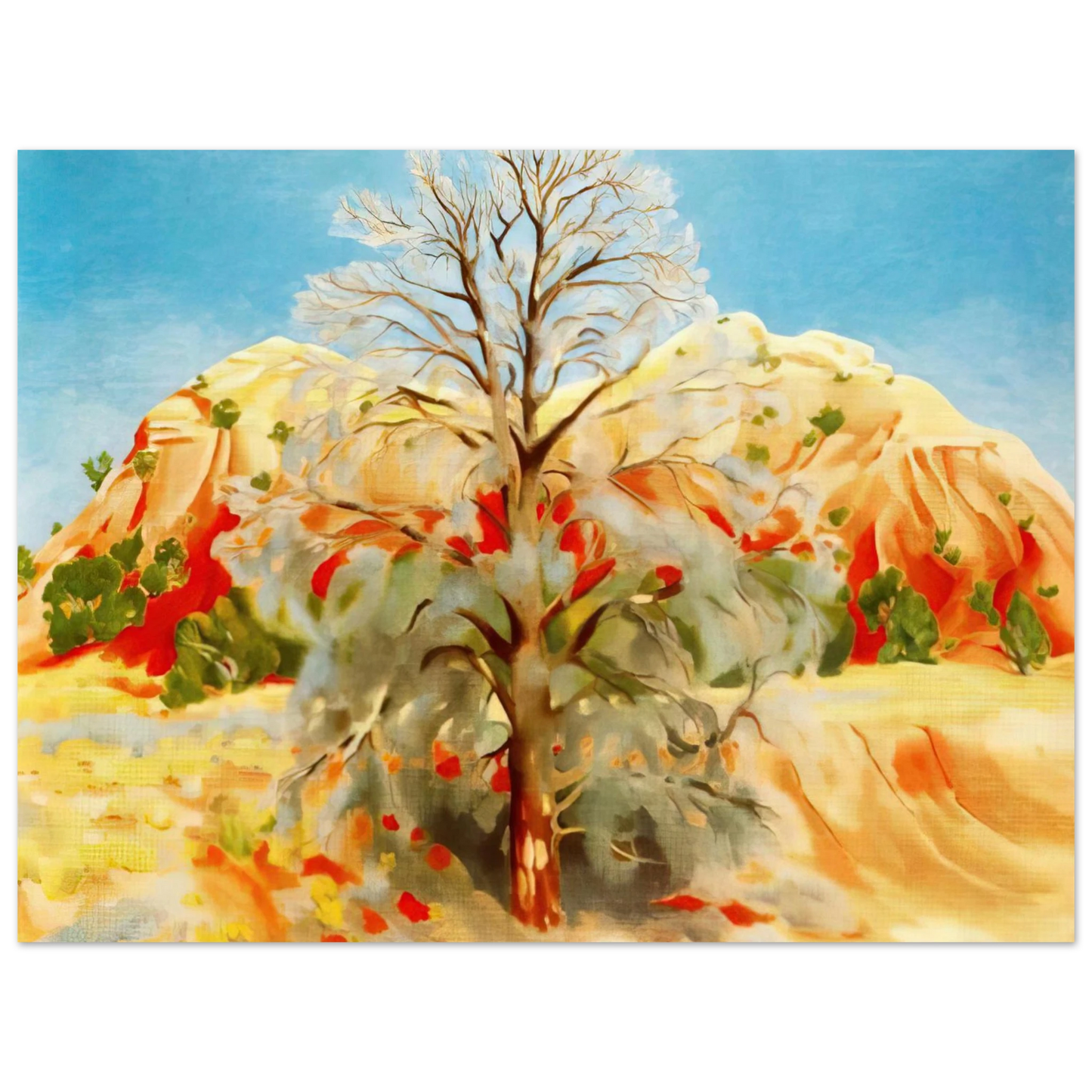 Georgia O'Keeffe - Dead Tree with Pink Hill Fine Art Poster - 13x18 cm / 5x7 inches
