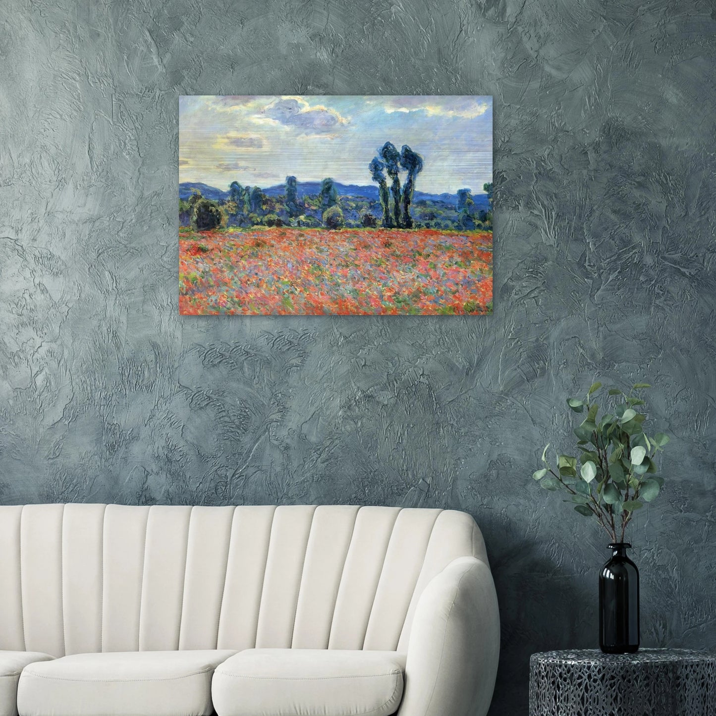 Poppy Field in Giverny - claude monet Brushed Aluminum Print - 70x100 cm / 28x40 inches | claude monet Aluminum Print | claude monet Prints