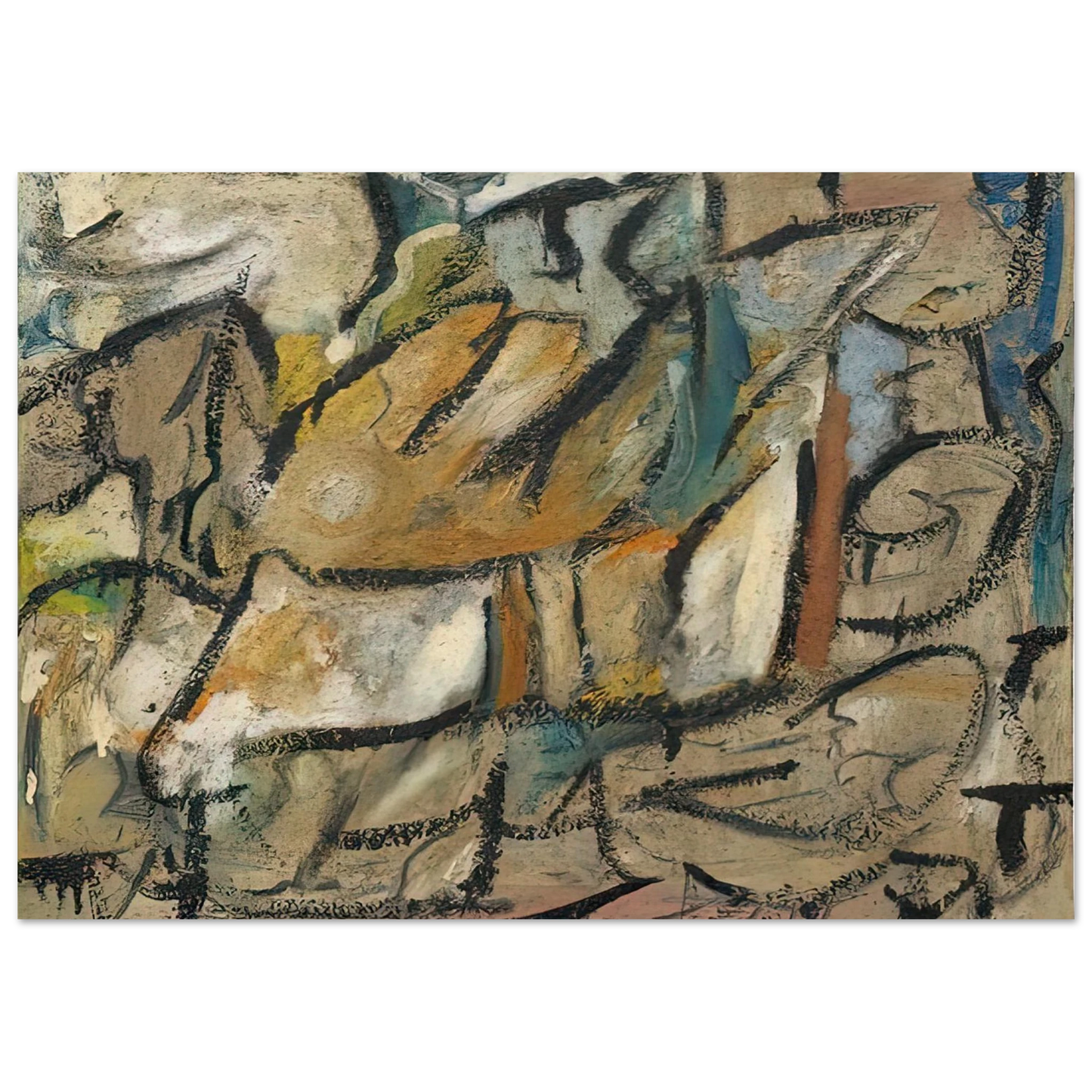 Helen Frankenthaler - August Weather, 1951- Wall Art - 30x40 cm / 12x16 inches - Premium Wooden Framed Poster With Fine Art Paper - Black frame