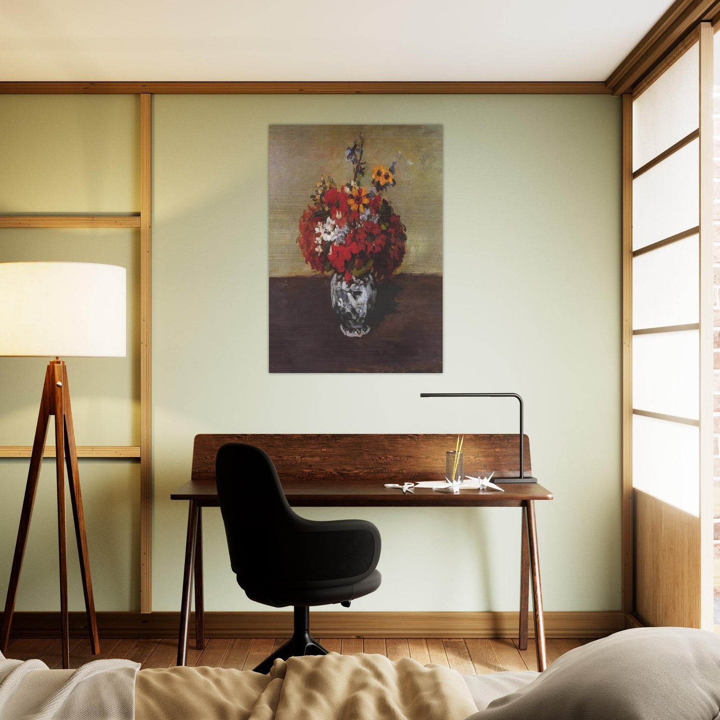 Dahlias In A Delft Vase - Paul Cézanne Brushed Aluminum Print - 70x100 cm / 28x40 inches | Paul Cézanne Aluminum Print | Paul Cézanne Prints