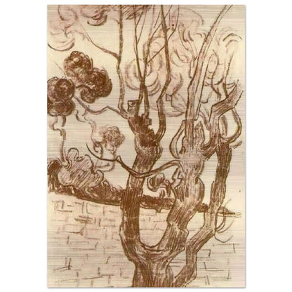Treetop Seen against the Wall of the Asylum - Vincent van Gogh Brushed Aluminum Print - 70x100 cm / 28x40 inches | Vincent van Gogh Aluminum Print | Vincent van Gogh Prints