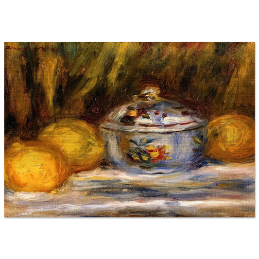 Sugar Bowl and Lemons - Pierre-Auguste Renoir Brushed Aluminum Print - 70x100 cm / 28x40 inches | Pierre-Auguste Renoir Aluminum Print | Pierre-Auguste Renoir Prints