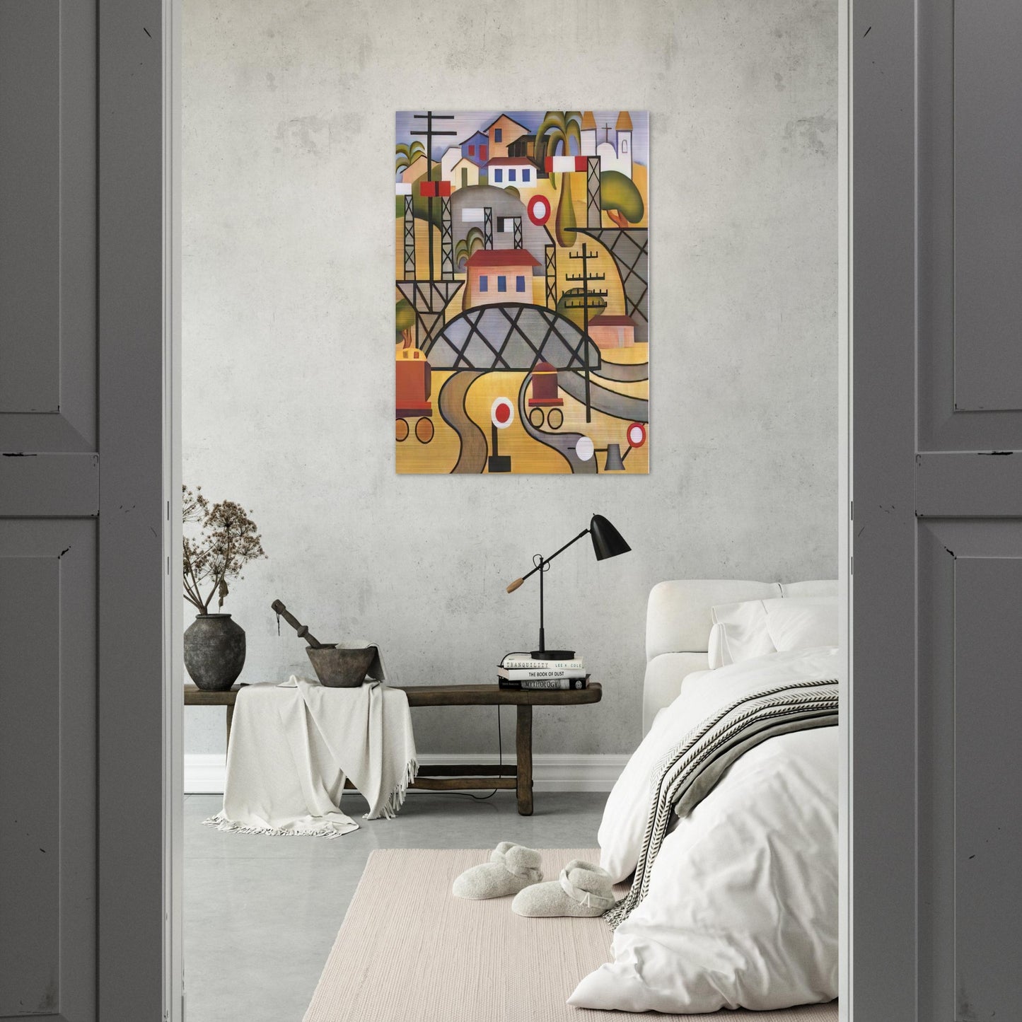 E.F.C.B. Estrada de Ferro Central do Brasil - Tarsila do Amaral Brushed Aluminum Print - 70x100 cm / 28x40 inches | Tarsila do Amaral Aluminum Print | Tarsila do Amaral Prints