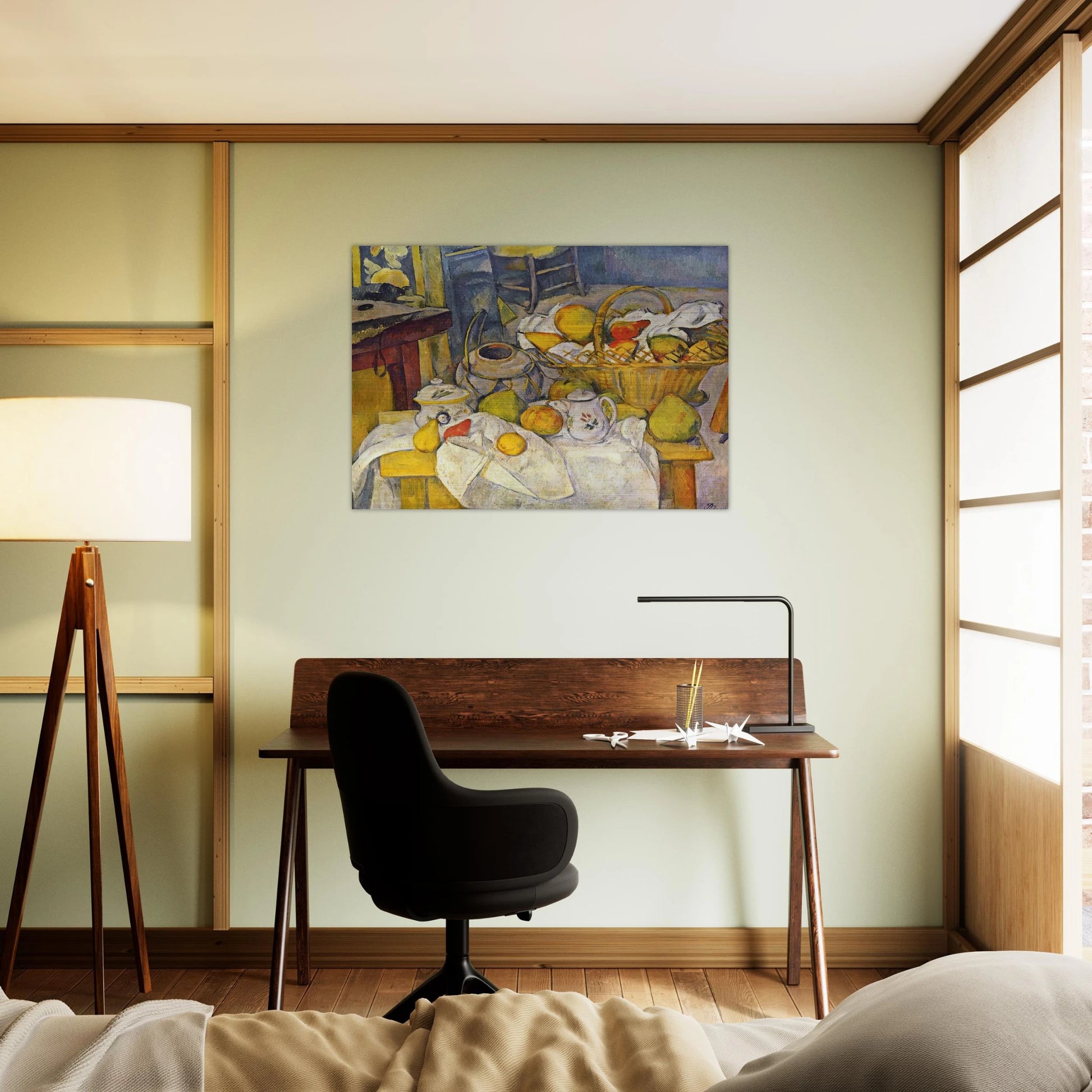 Still life with basket Kitchen table - Paul Cézanne Brushed Aluminum Print - 70x100 cm / 28x40 inches | Paul Cézanne Aluminum Print | Paul Cézanne Prints