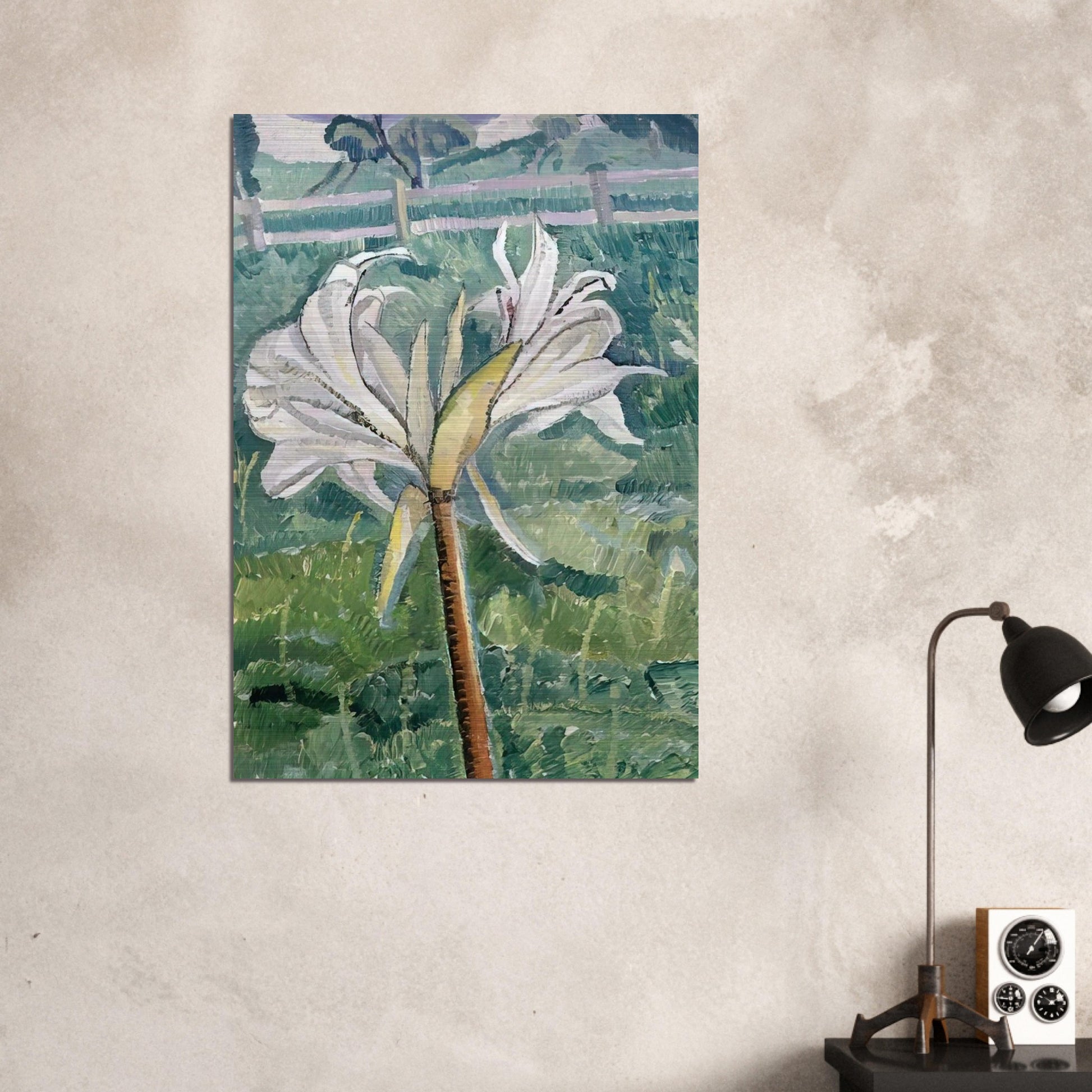 Lily growing in a field by the sea - 1927 - Grace Cossington Smith Brushed Aluminum Print - 70x100 cm / 28x40 inches | Grace Cossington Smith Aluminum Print | Grace Cossington Smith Prints