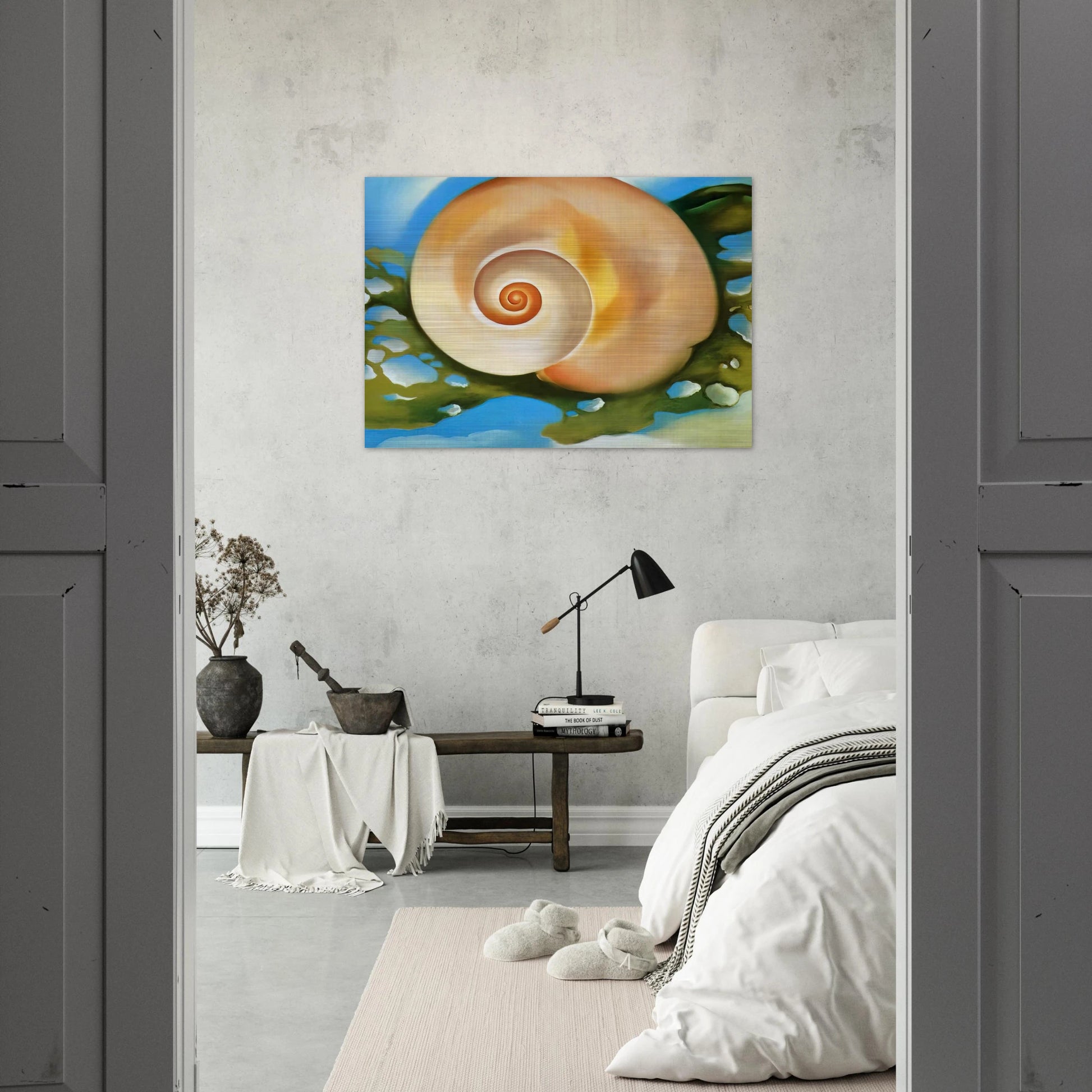 Pink Shell with Seaweed - Georgia O'Keeffe Brushed Aluminum Print - 70x100 cm / 28x40 inches | Georgia O'Keeffe Aluminum Print | Georgia O'Keeffe Prints