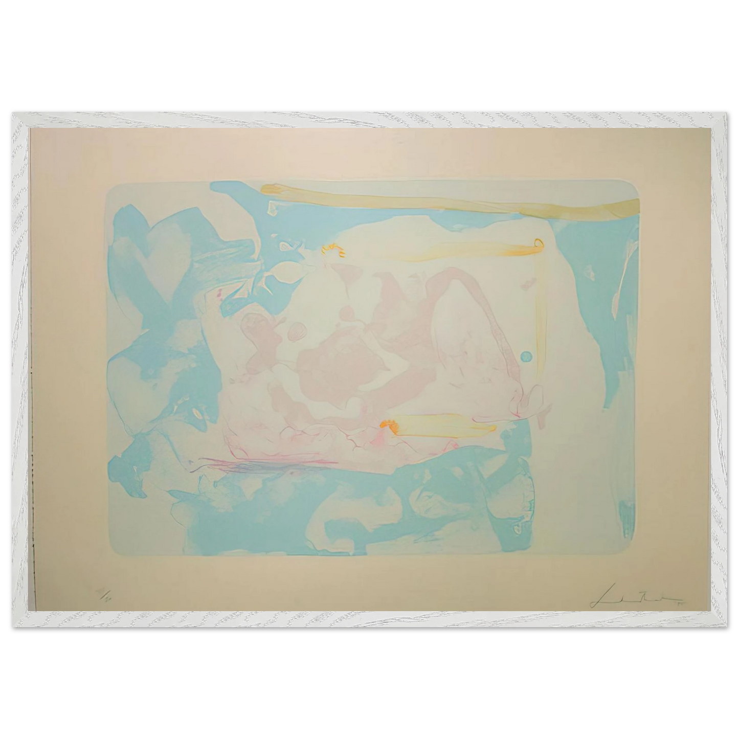 Helen Frankenthaler - Reflections III - 1995 Wall art - 13x18 cm / 5x7 inches - Premium Wooden Framed Poster With Fine Art Paper - White frame