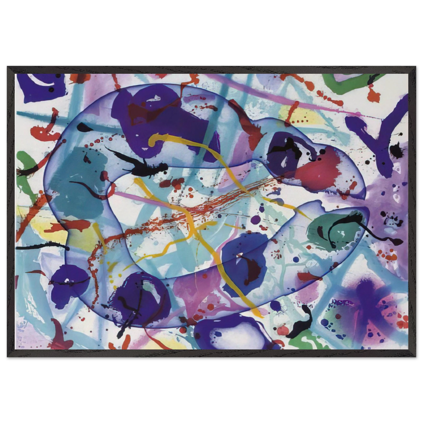 Trietto 4  SFE 077RC  - Sam Francis Framed Art Print – Black Wooden Frame - Default Title - -Framed Art Print