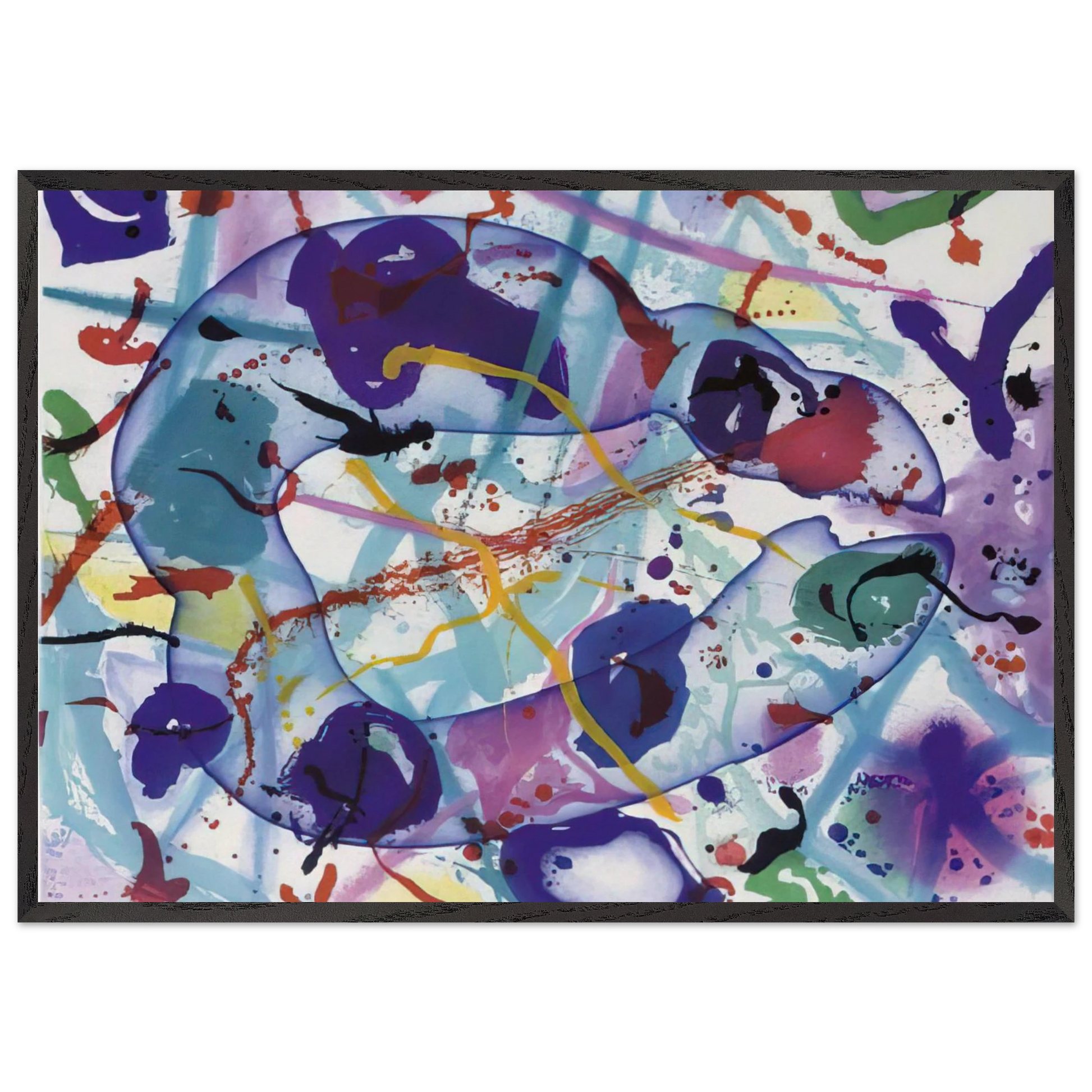 Trietto 4  SFE 077RC  - Sam Francis Framed Art Print – Black Wooden Frame - Default Title - -Framed Art Print