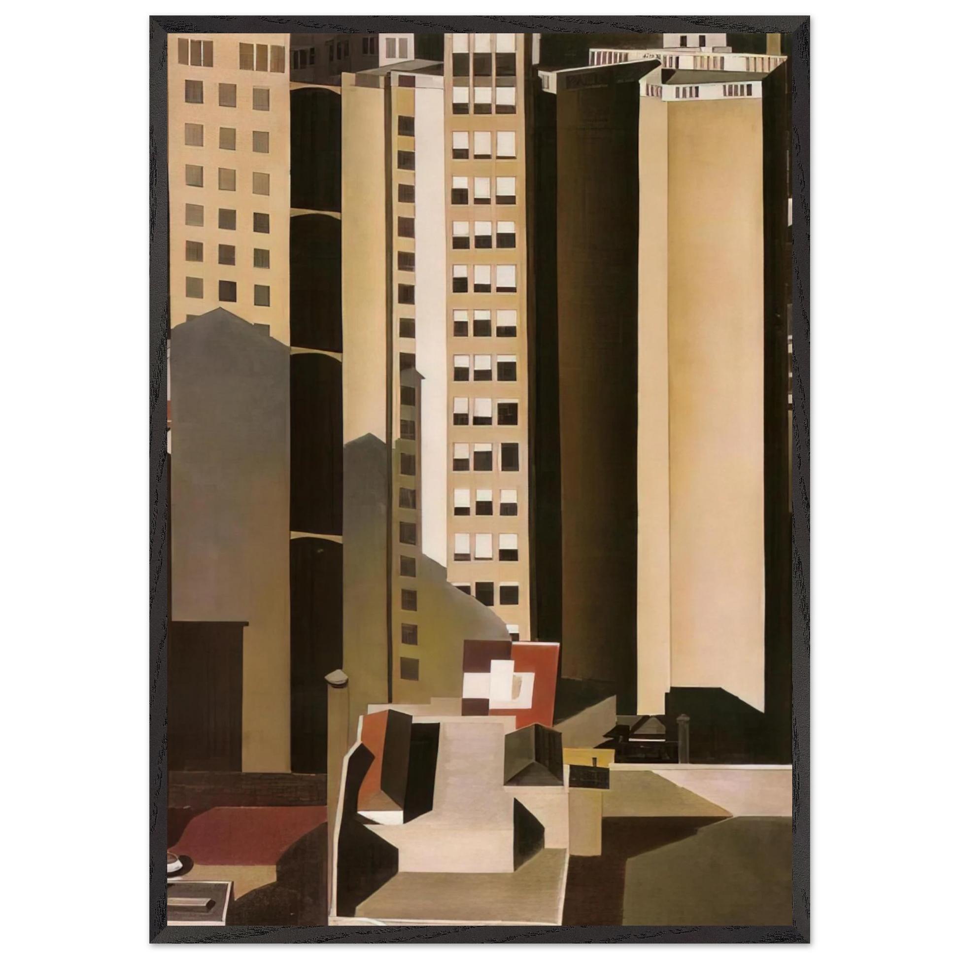 Skyscrapers - 1922 - Charles Sheeler Framed Art Print – Black Wooden Frame - Default Title - -Framed Art Print