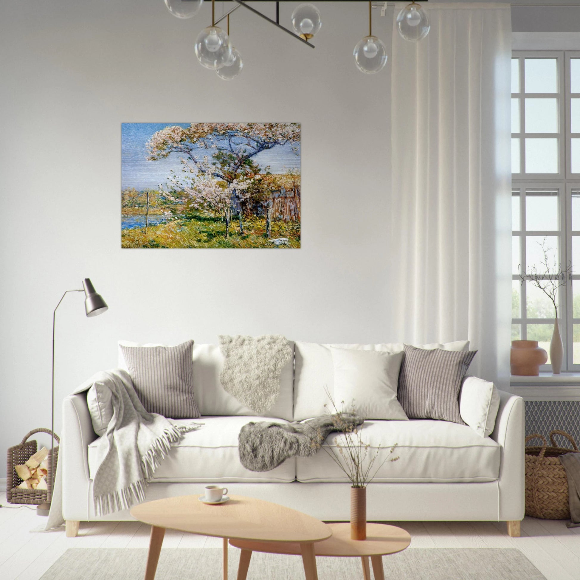 Apple Trees in Bloom, Old Lyme - Childe Hassam Brushed Aluminum Print - 70x100 cm / 28x40 inches | Childe Hassam Aluminum Print | Childe Hassam Prints