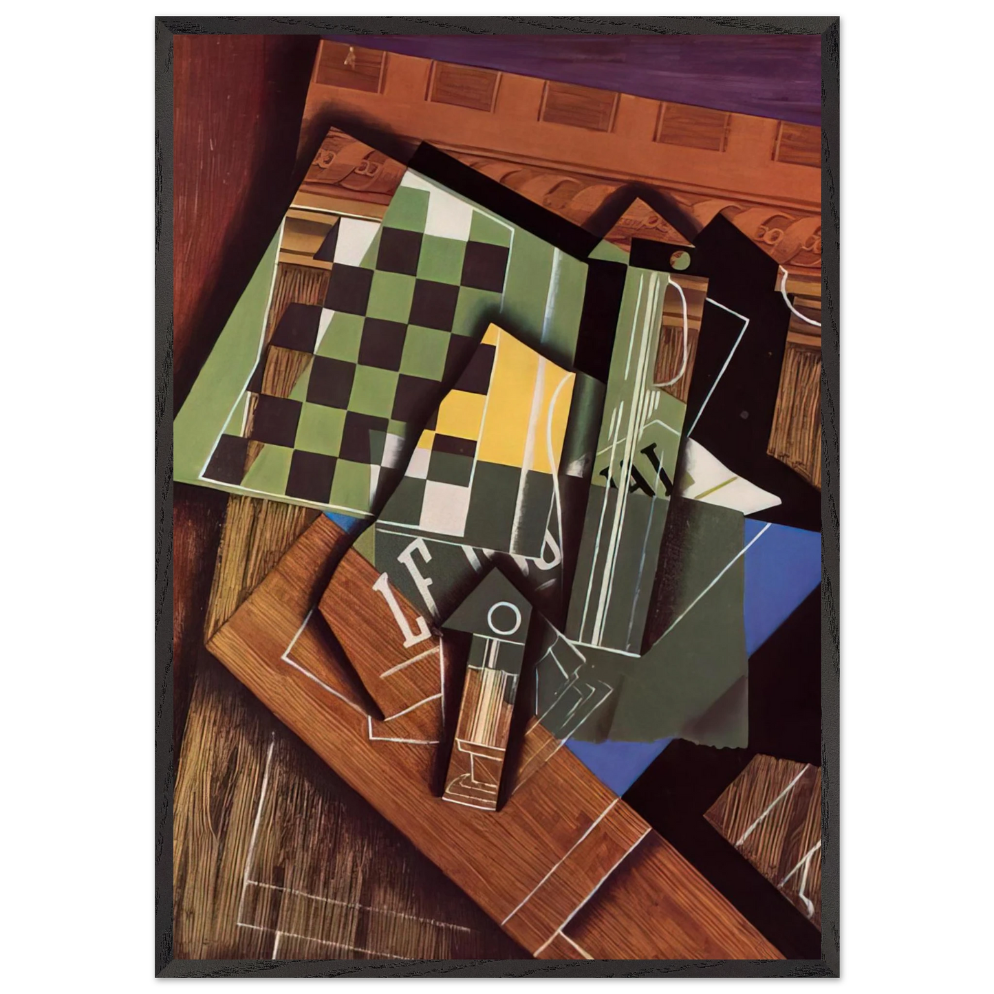 THE CHECKERBOARD 1915 - Juan Gris Framed Art Print – Black Wooden Frame - Default Title - -Framed Art Print