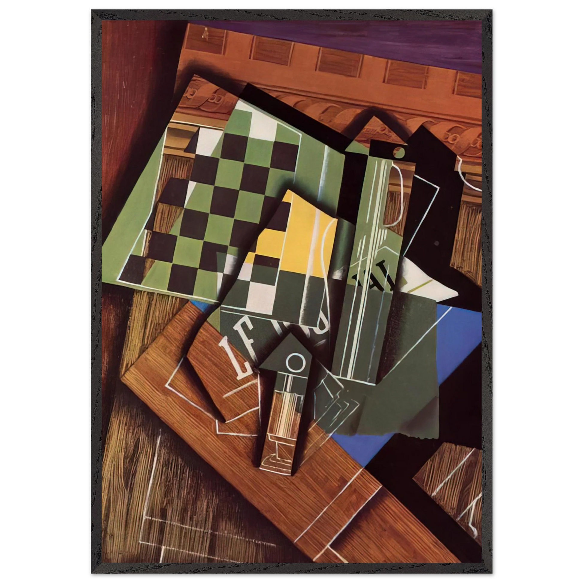 THE CHECKERBOARD 1915 - Juan Gris Framed Art Print – Black Wooden Frame - Default Title - -Framed Art Print