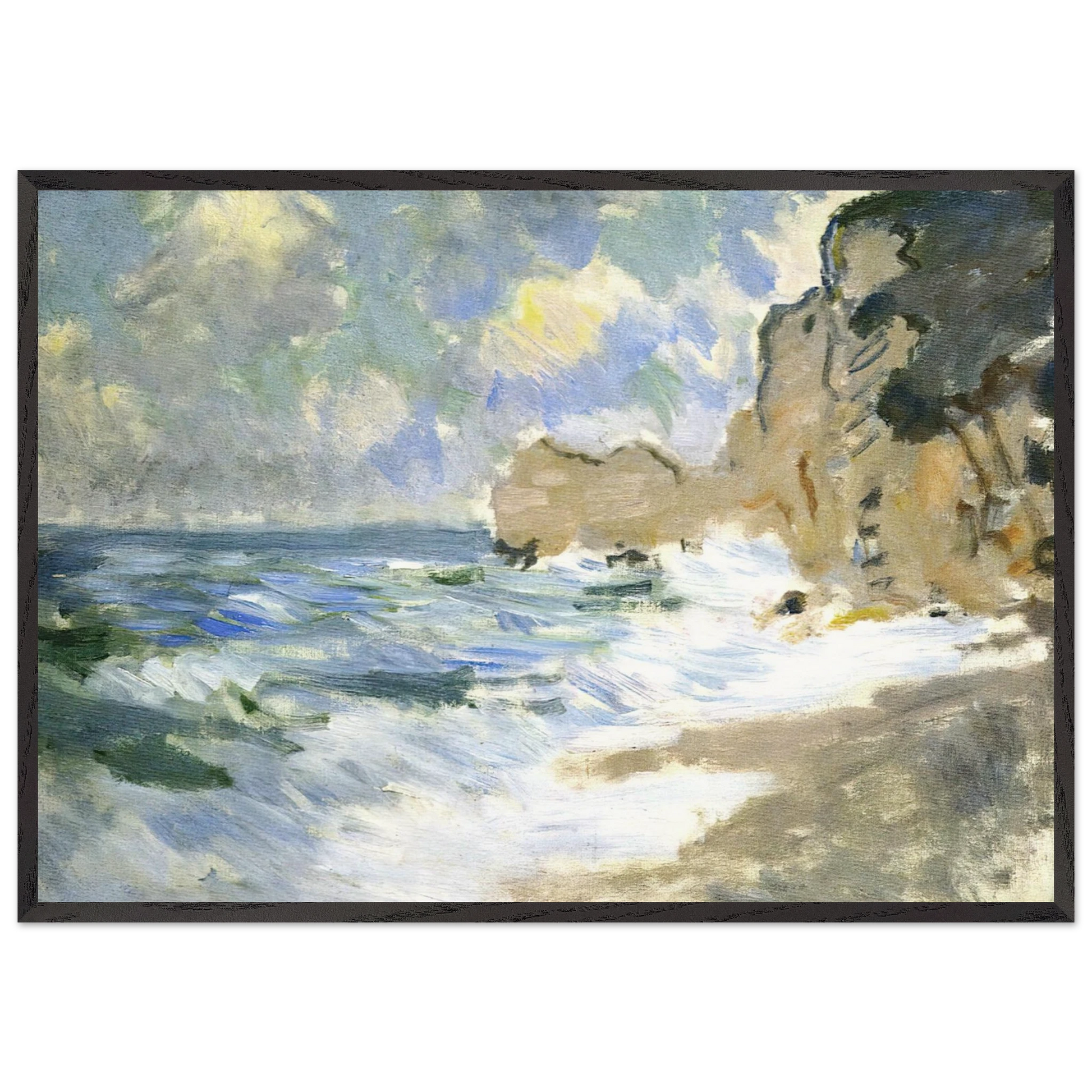 Receding Waves - claude monet Framed Art Print – Black Wooden Frame - Default Title - -Framed Art Print