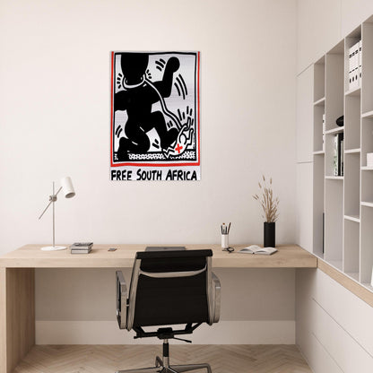 FREE SOUTH AFRICA 1985 - Keith Haring Brushed Aluminum Print - 70x100 cm / 28x40 inches | Keith Haring Aluminum Print | Keith Haring Prints