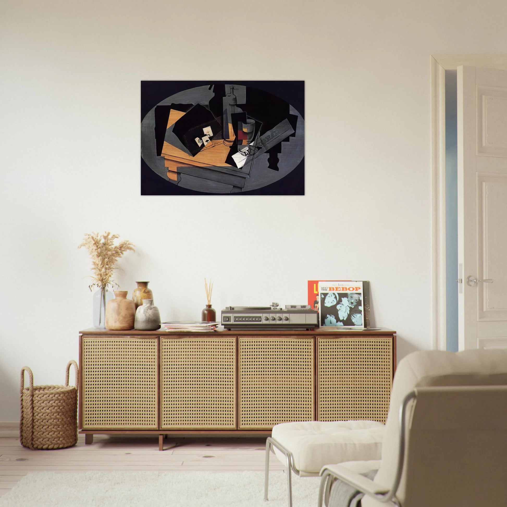 PLAYING CARDS AND SIPHON 1916 - Juan Gris Brushed Aluminum Print - 70x100 cm / 28x40 inches | Juan Gris Aluminum Print | Juan Gris Prints