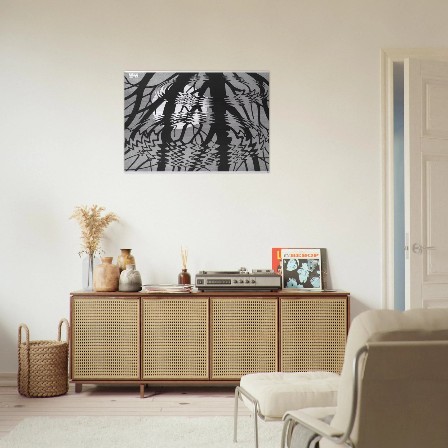 RIPPLED SURFACE - MC Escher Brushed Aluminum Print - 70x100 cm / 28x40 inches | MC Escher Aluminum Print | MC Escher Prints